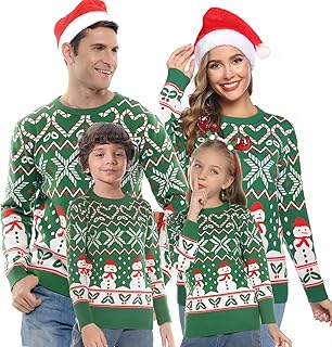 Family Matching Christmas Sweater Boys Girls Ugly Snowman...