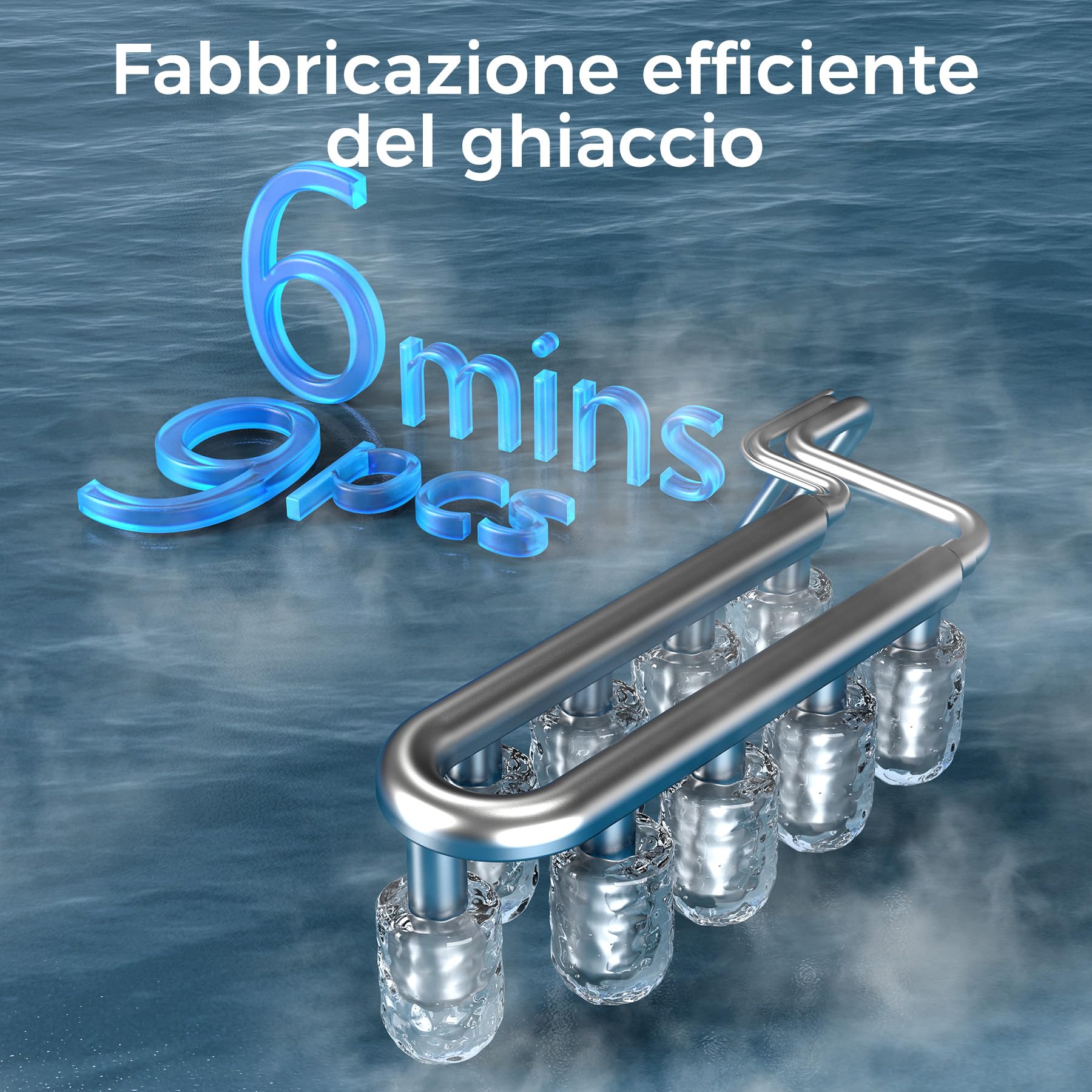 QEXREED Macchina per cubetto ghiaccio piccola 12 kg/24 h, 9 cubetto in 6 minuti, autopulente con paletta e cestello, 2 misure, nero