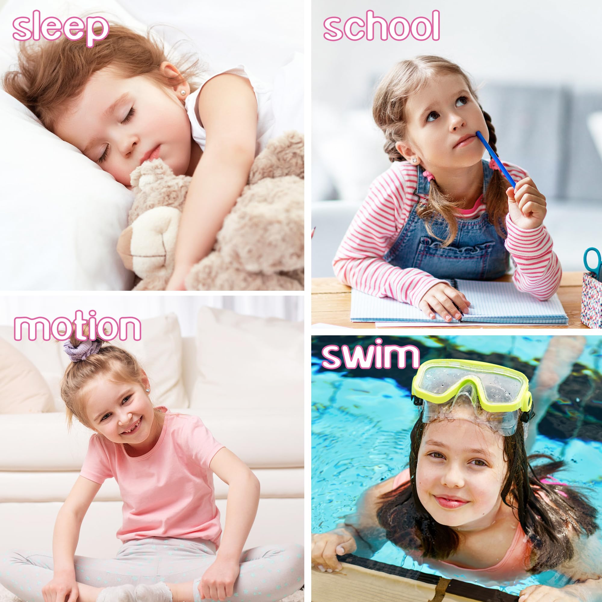 MILACOLATO 6Paires Boucles d'Oreilles Enfant Fille Femme Acier Inoxydable, Hypoallergéniques CZ Cartilage Clou Oreille Lot, Rose Zirconium Boule Coeur Fleur Vissé Dos Tragus Boucle d'Oreille Bijoux