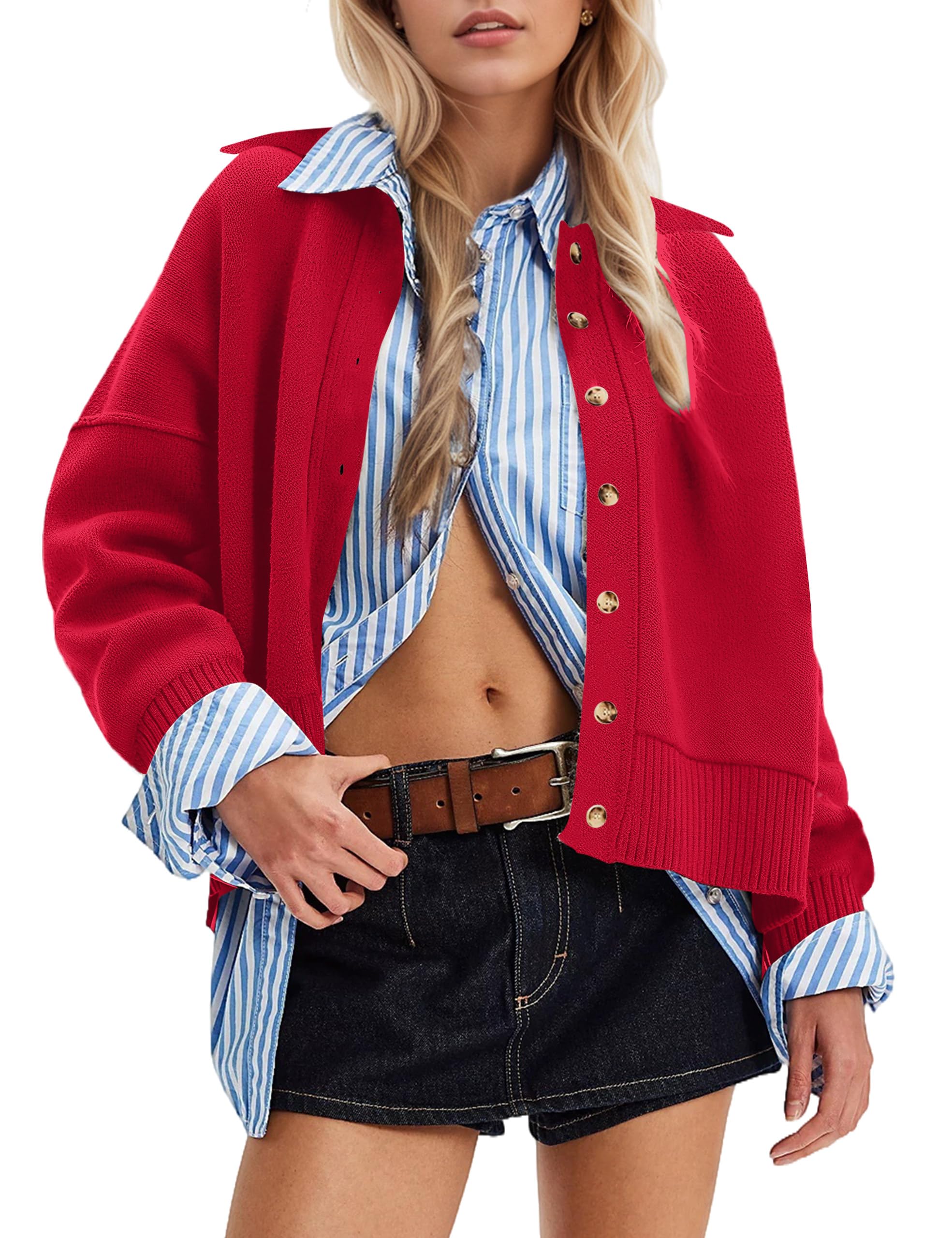 Womens Cardigan Sweaters Button Up Long Sleeve Cardigans Floral Print Cardigan Fall Knit Sweater Tops