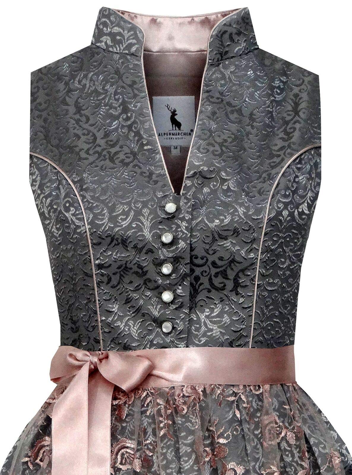 Alpenmärchen Midi Dirndl aus Exklusiver Kollektion inkl. Spitzenschürze Gr.32-54 - ALM650