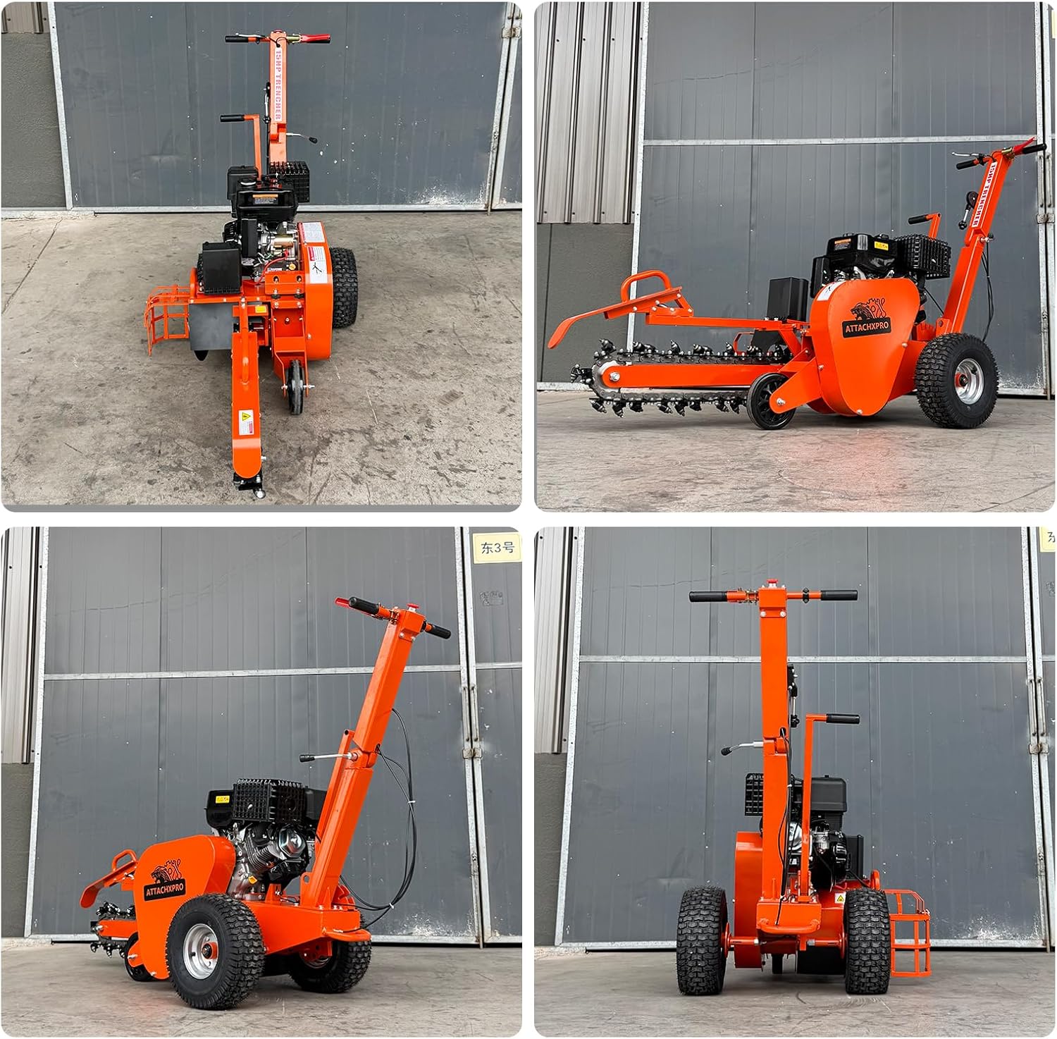 15HP Gas Powered Trencher with Electric Start - 420cc 4-Stroke Engine,24-Inch Digging Depth - Heavy-Duty Walk-Behind Trench Digger for Irrigation, Root Cutting, and Fencing (Orange)