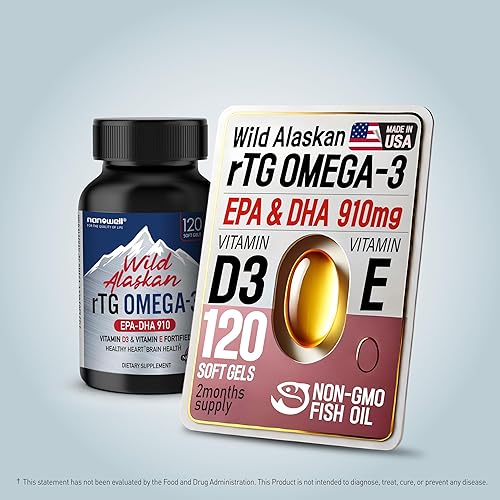 Miniatura 2 de Wild Alaskan rTG Omega-3 Aceite de pescado 1196mg - EPA, DHA, vitamina D3 y E - 120 cápsulas blandas x 3 botellas (360 unidades)
