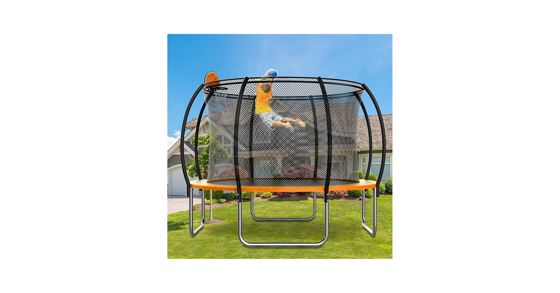 Amazon | 大型 屋外用トランポリン 子供用トランポリン セーフティ