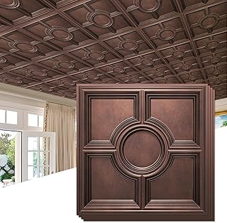 STICKGOO PVC Ceiling Tiles, Antique Copper Decorative Drop Ceiling Tiles...