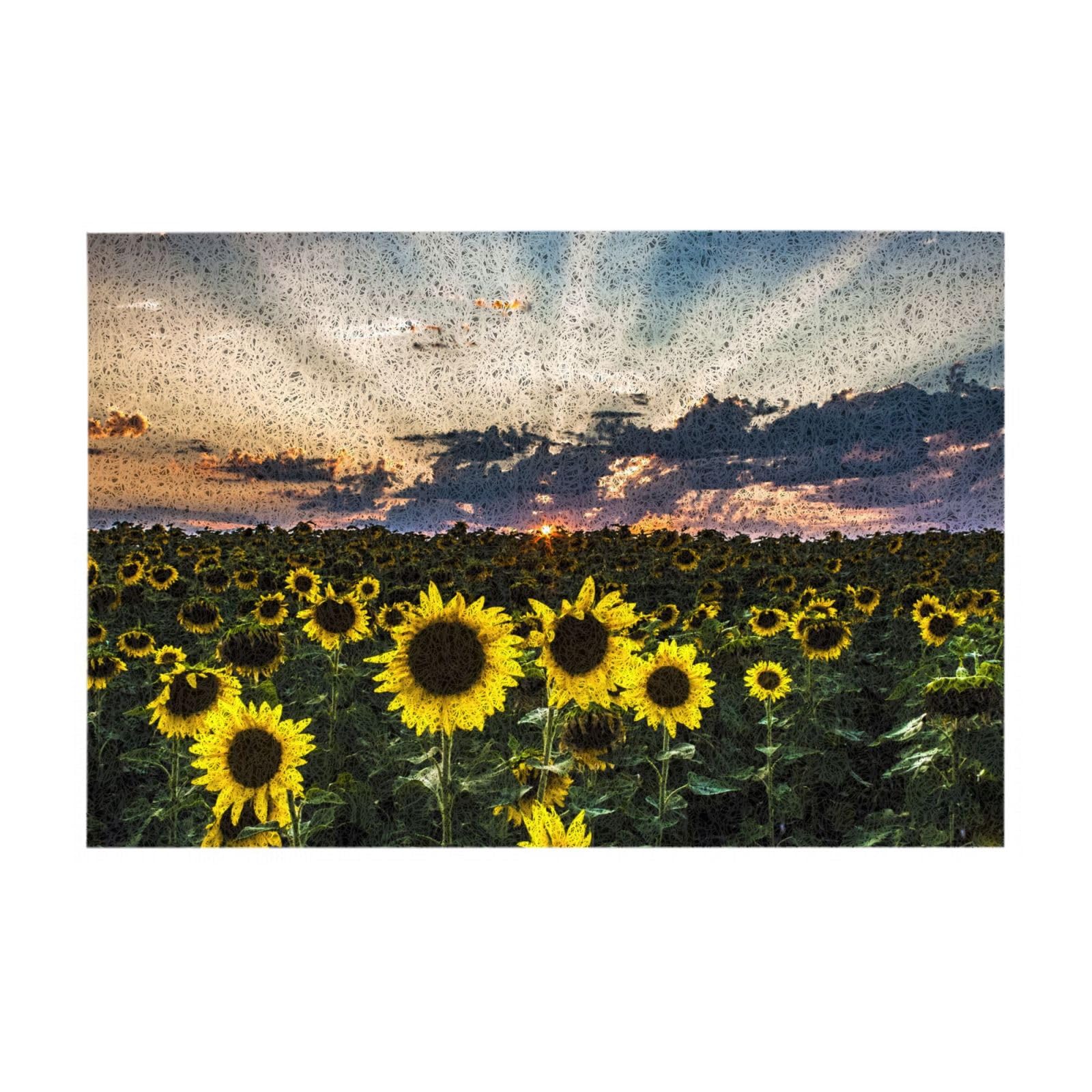 Paillasson d'intérieur anti-glisse PVC contre la saleté motif tournesols
