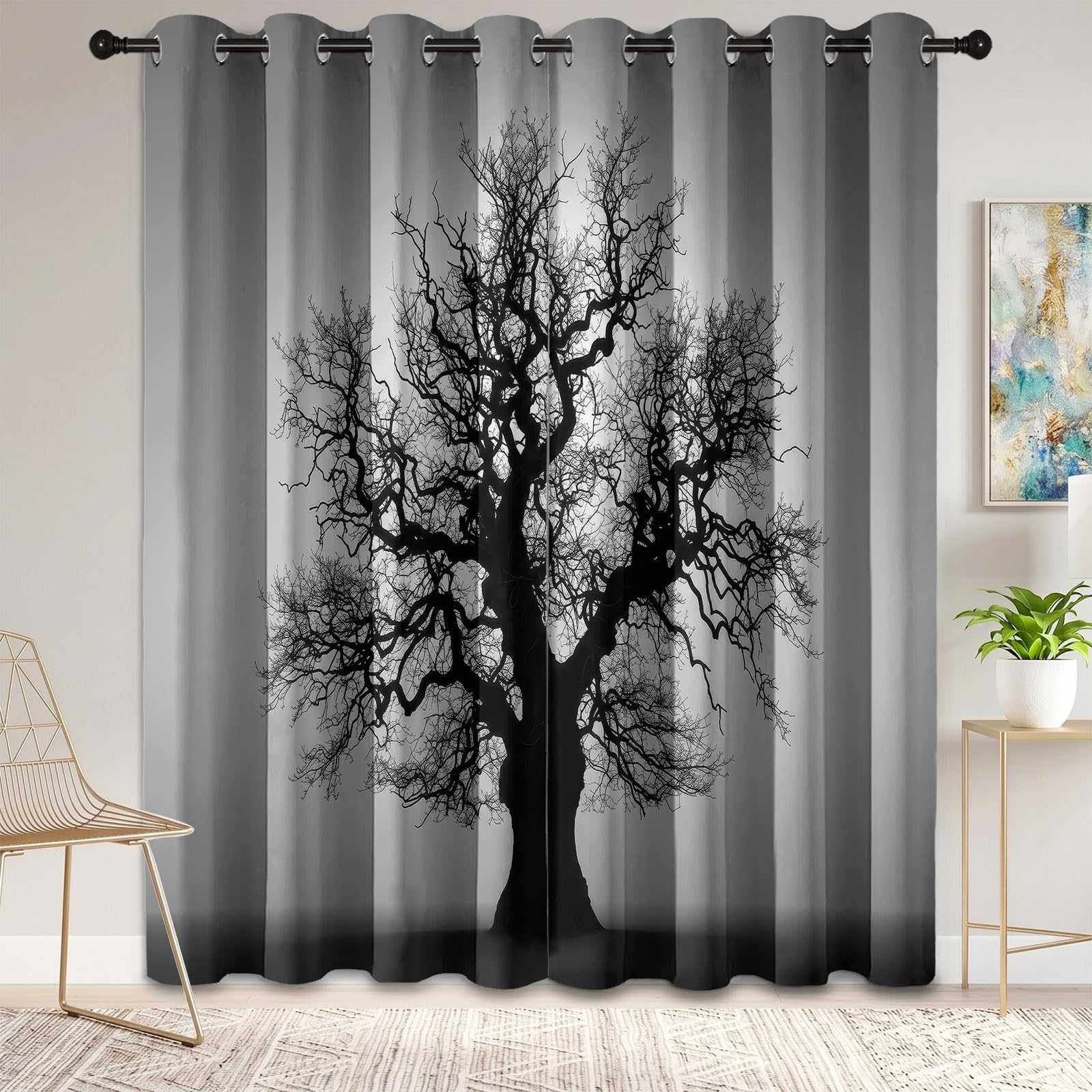 Générique Rideau Occultant Motif Forêt, 117L X 183H cm (2 Panneaux)
