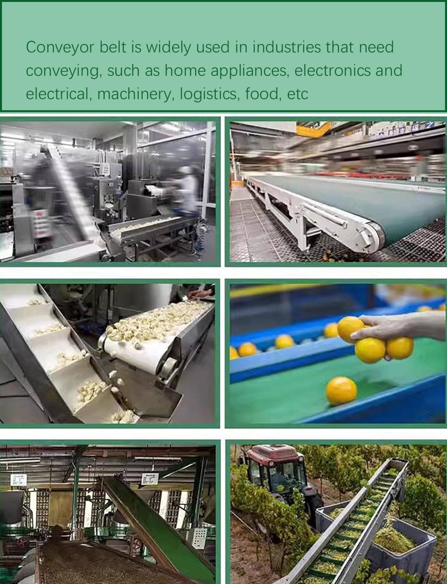 Nastro trasportatore piatto leggero in PVC verde, nastro trasportatore industriale spesso 2 mm for linee di assemblaggio, imballaggio, lavorazione alimentare e movimentazione dei materiali(70x100x0.2c