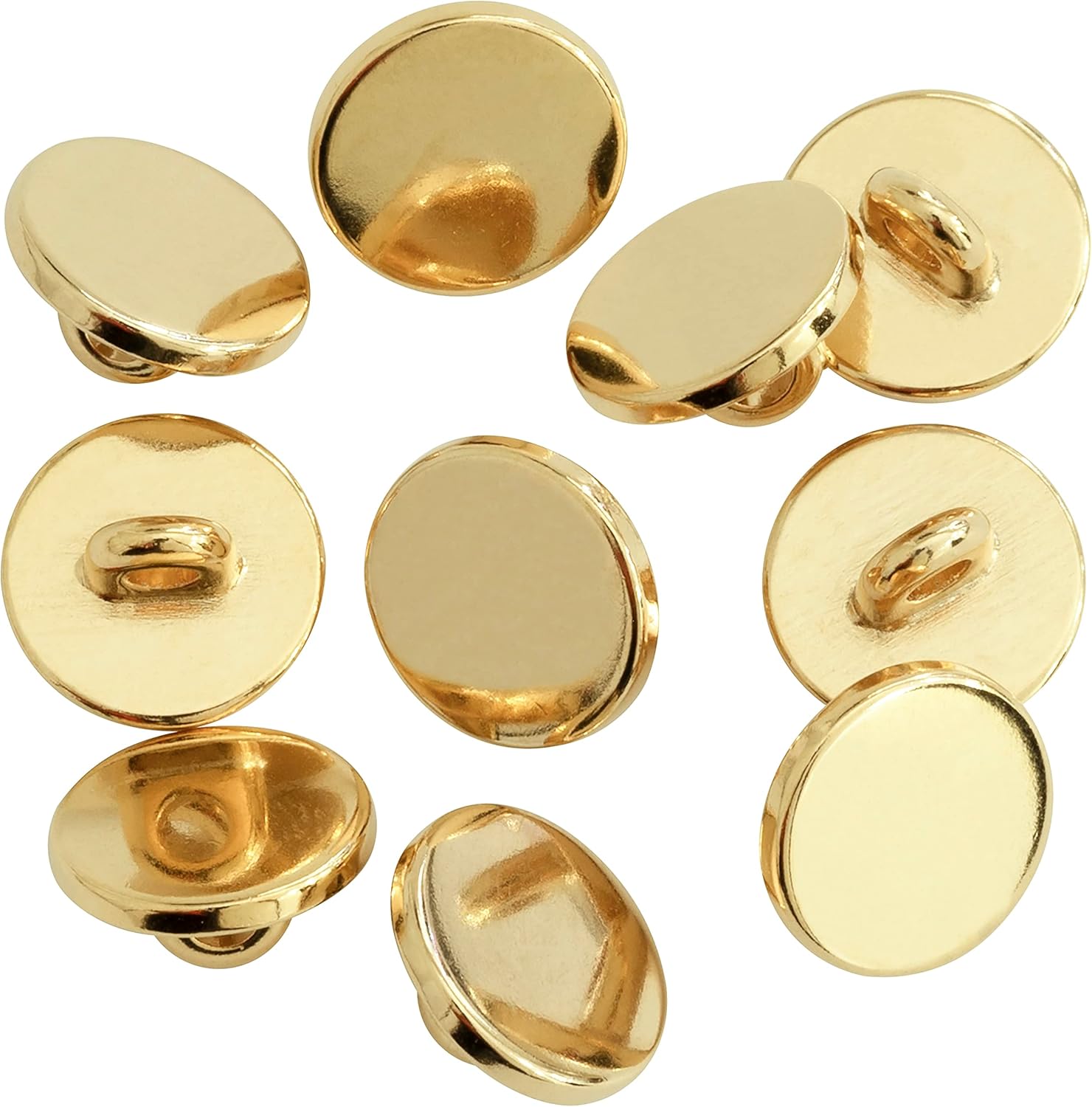 AERZETIX - C65523 – Set of 10 Flat Tail Buttons Ø11.5 mm for Sewing 18L L18 – Gold – Metal – Haberdashery Clothing Sewing Fashion