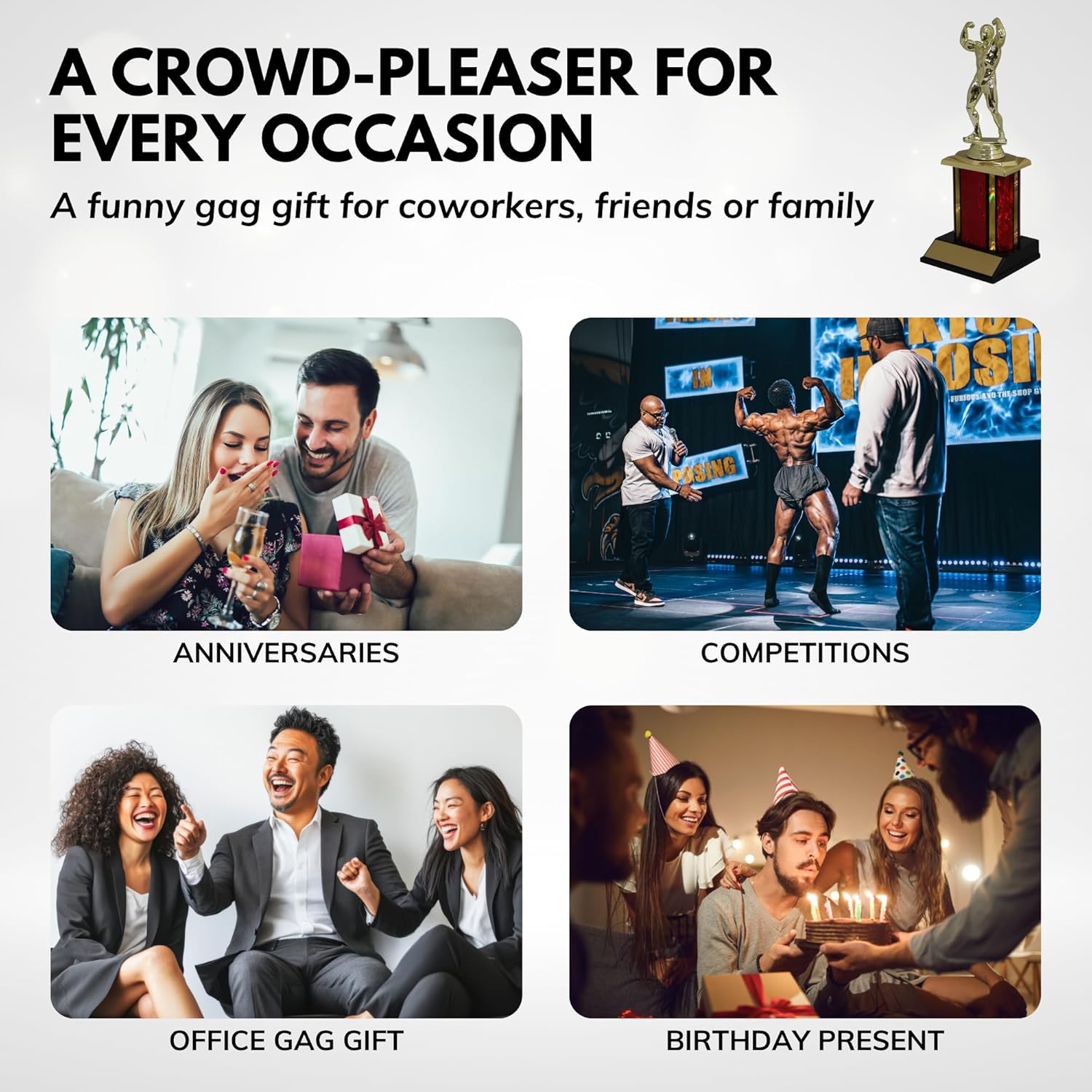 Trophy Outlet Hottest Husband Body Builder Award Trophy with Custom Engraving – Funny Recognition Trophy for Boyfriends, Husbands & Fantasy League Champs – Gift for Men