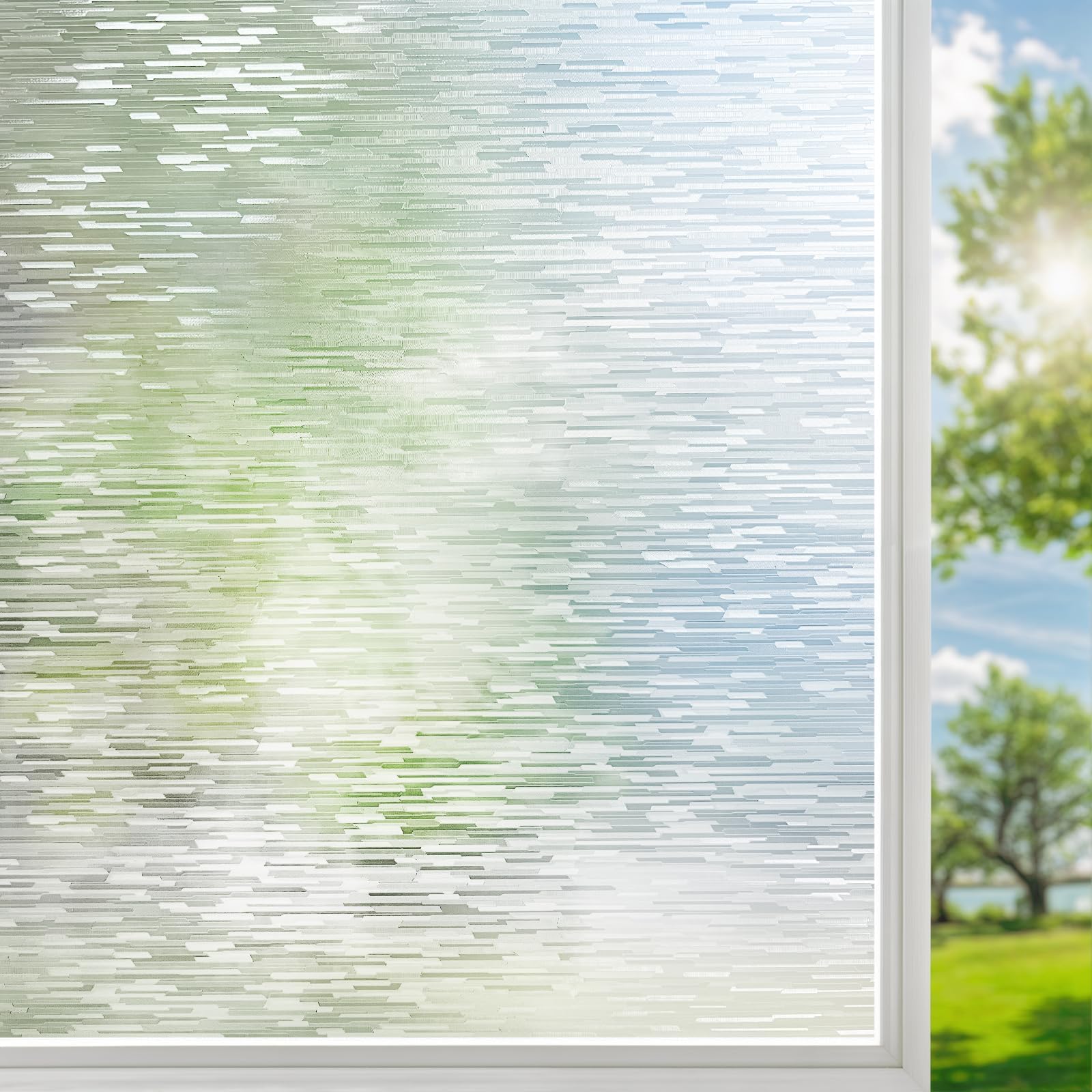 DUOFIRE Film d'intimité pour fenêtre - Film décoratif en verre dépoli avec lignes - Autocollant statique amovible pour fenêtre en verre - Pour la maison et le bureau - 60 x 200 cm