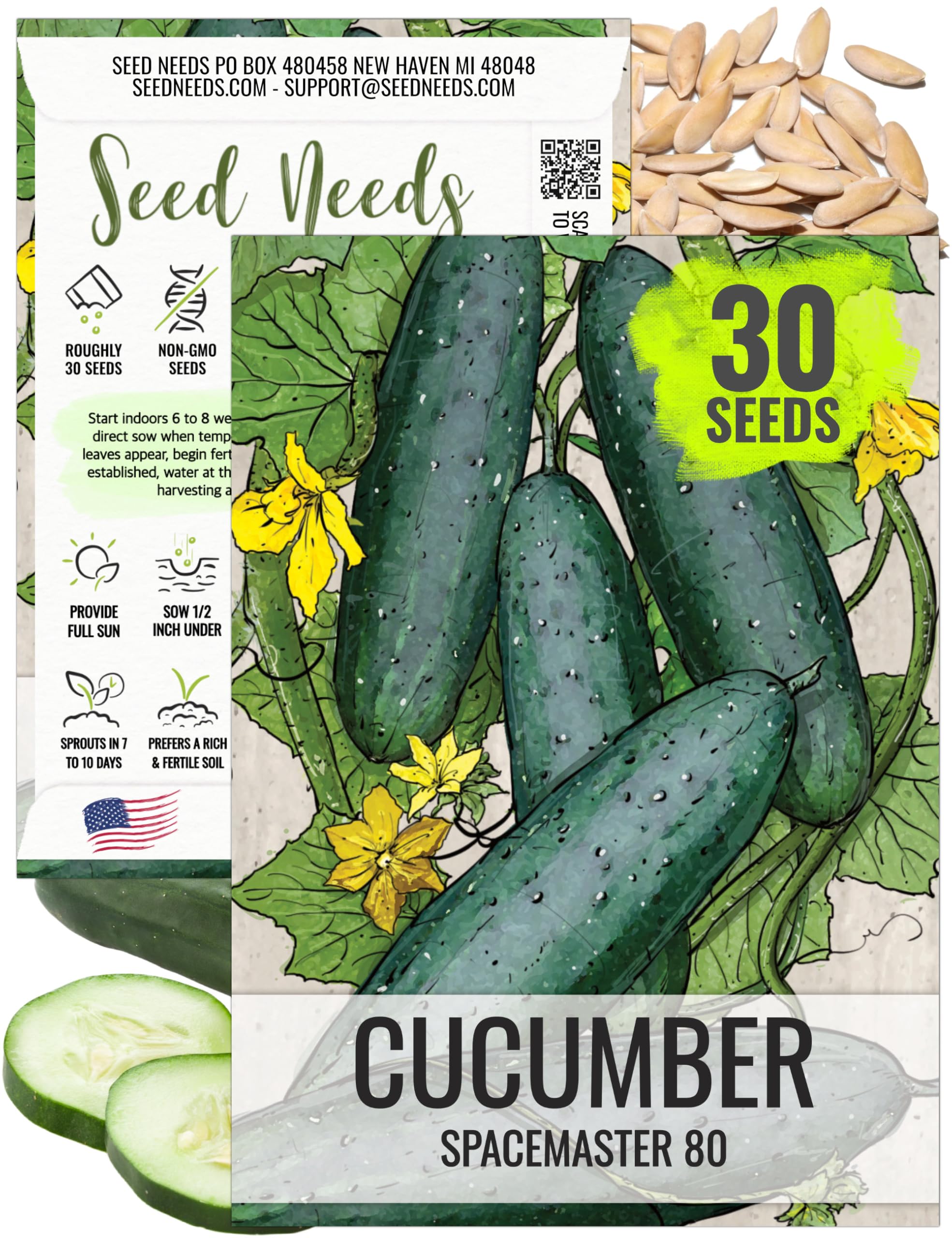 Amazon.com : Seed Needs Cucumber Seeds for Planting Spacemaster 80 Cucumbers  - Non-GMO Heirloom & Untreated Vegetable Seed to Plant an Outdoor Home  Grown Veggie Garden (1 Pack) : Vegetable Plants :