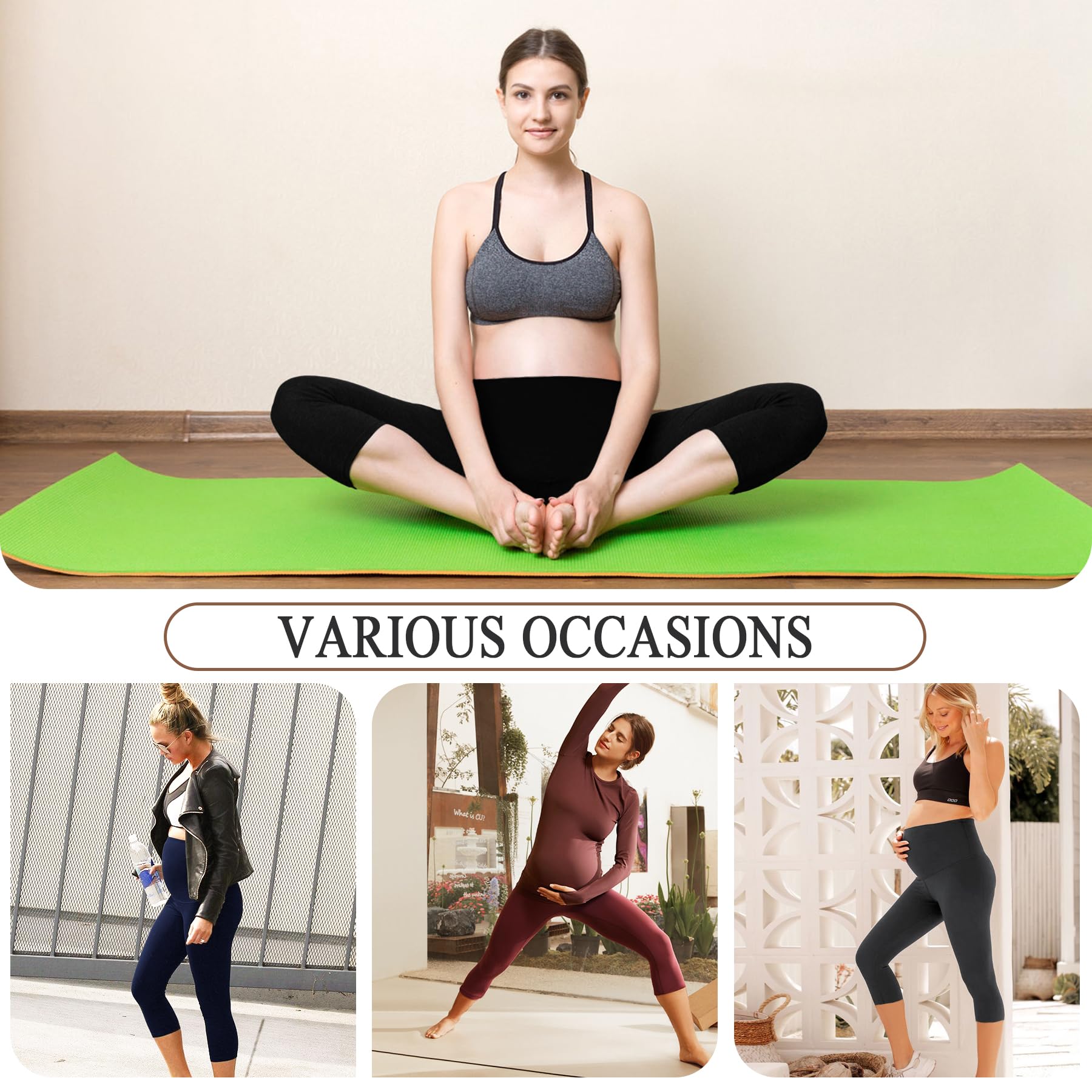 Umstandsleggings für Damen, mit Taschen über dem Bauch, Po, weich, Workout, Schwangerschaft, Yoga, 4 Stück