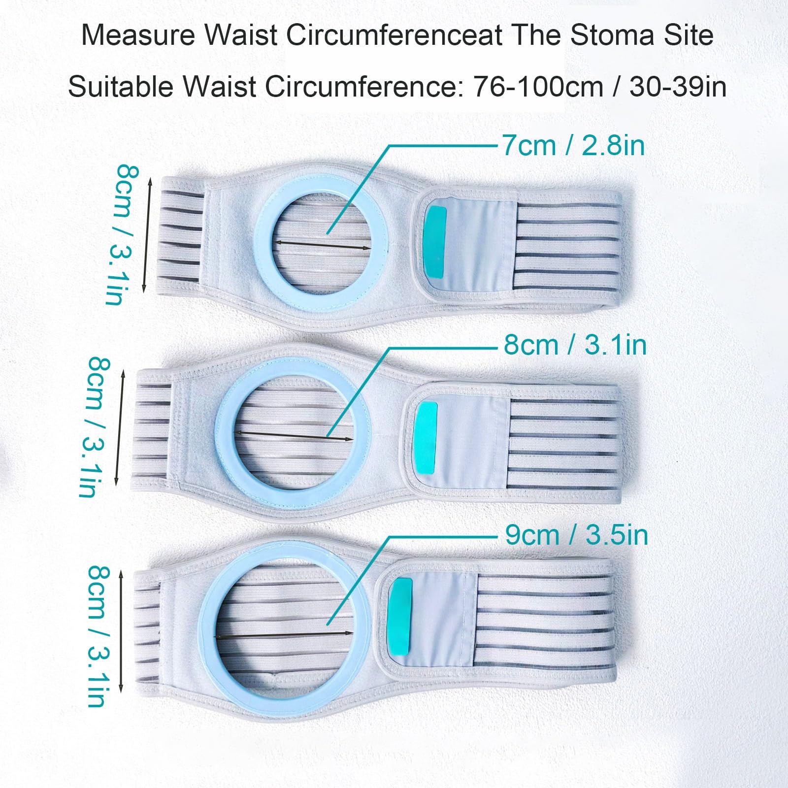Cintura per Colostomia, Fascia per Stomia Uomo, Tessuto Traspirante, Adatta per Il Supporto Al Recupero Post-Operatorio(7cm/2.8in)