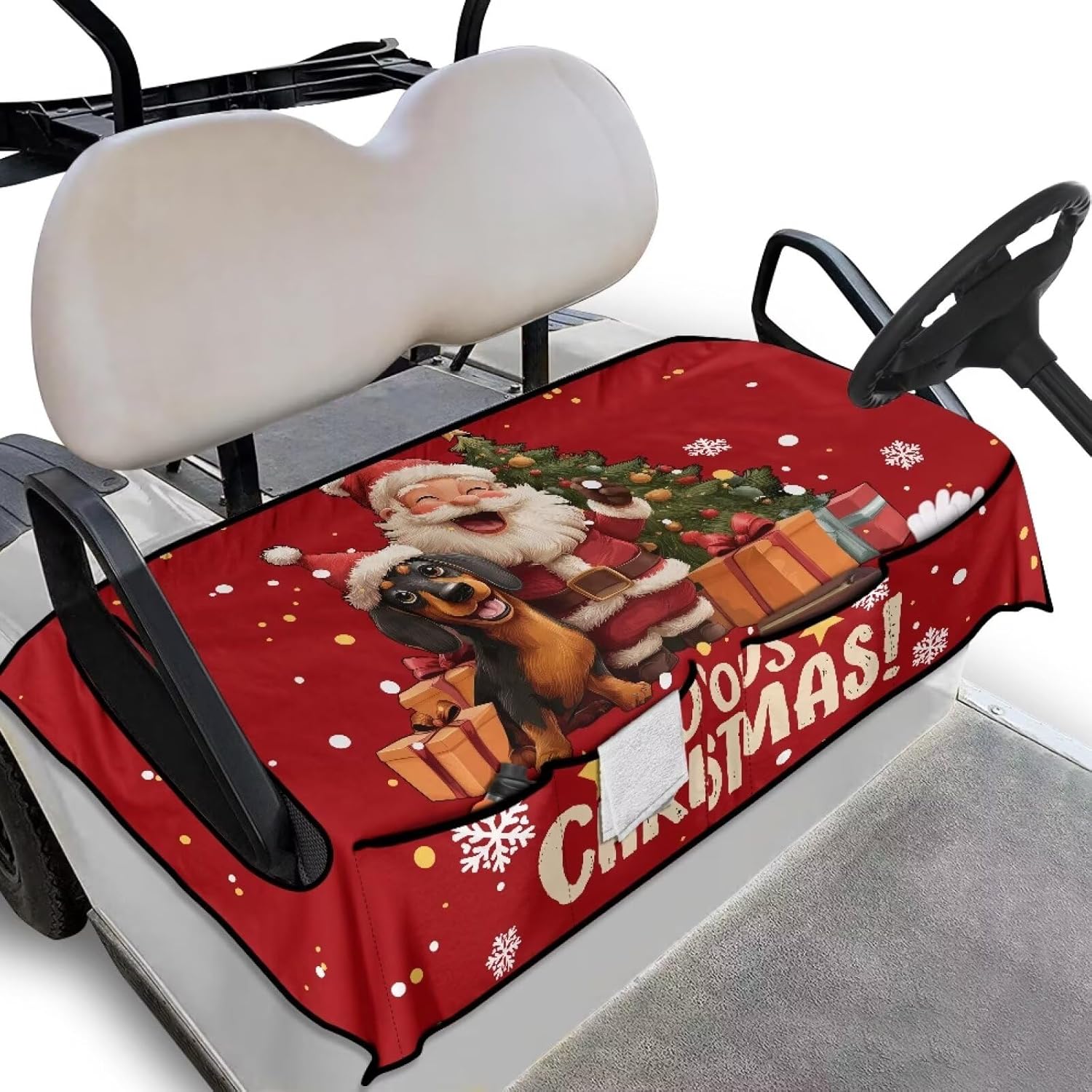 Bulopur Golf Cart Seat Cover with Pockets Universal for Clob Car Old Ds 2/4 Person Seats Easy Install Golfcart Accessory