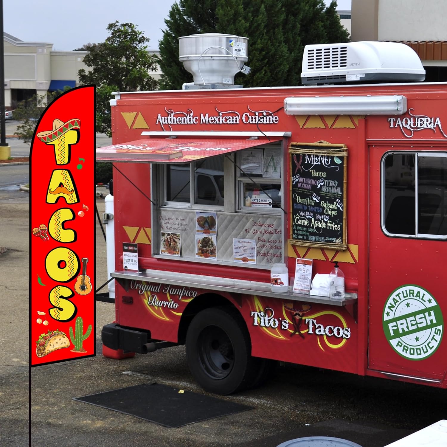 Tacos Burritos Feather Flag 11.5FT Mexican Food Swooper Flag Mexican Restaurant Advertising Feather Ground Stake for Outside Store Business Markets (tac)