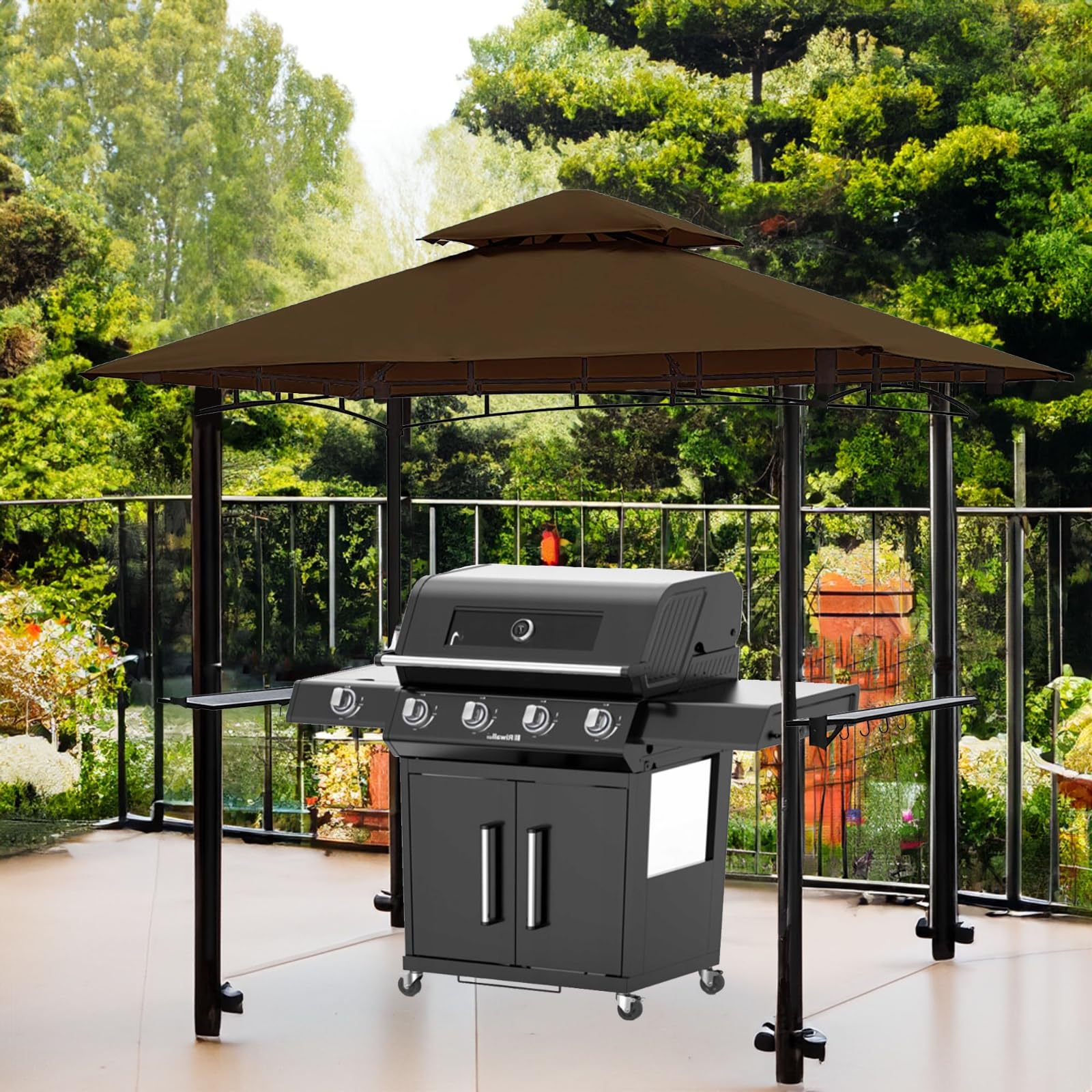 Tetto di ricambio per gazebo barbecue 2,4[m] x 1,5[m] sabbia antico gazebo impermeabile Materiale: PVC Panama Soft 370 g/m² extra forte modello 11 (marrone)