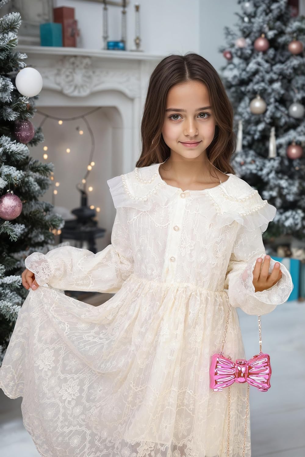 Mini Bow Purse Clutch for Girls and Women - Small Cute Bows Evening Crossbody Wallet Bag with Mirror for Princess Party - Image 3