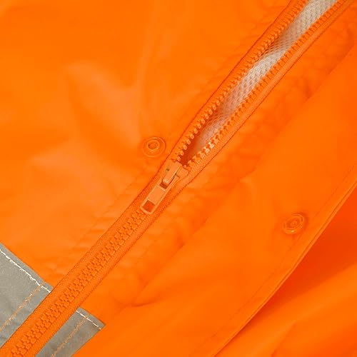 Miniatura 7 de Pioneer Chaqueta de seguridad y pantalones con peto de alta visibilidad, impermeable, traje de trabajo de PVC reflectante para hombre, naranja y