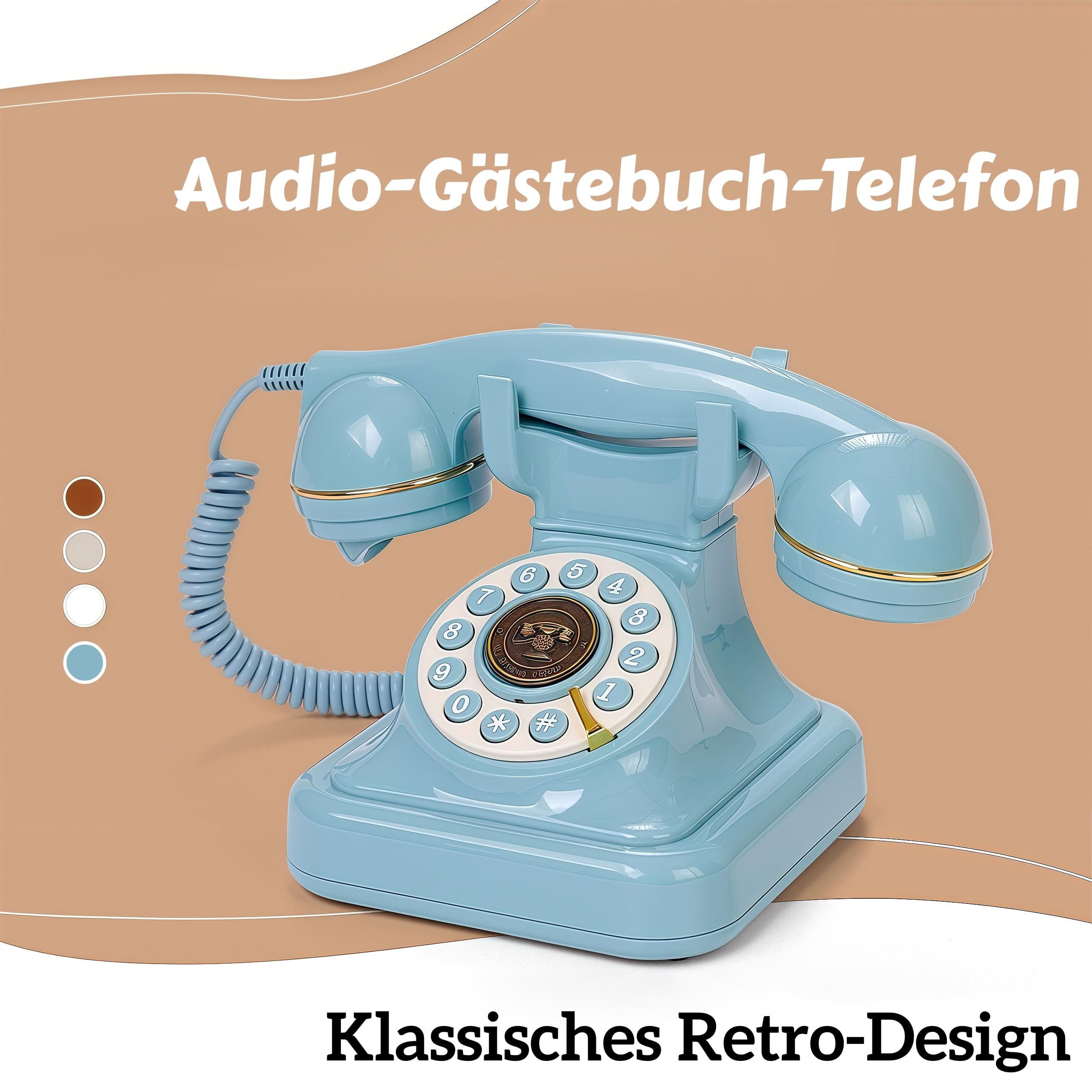 RetroVox Audio Gästebuch – Hochzeits-Telefon-Gästebuch: Einfach zu bedienen und Macht Spaß (A Blau)