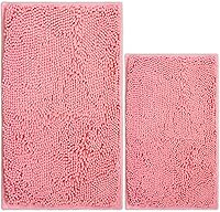 Vista 56 de Alfombras de baño de chenilla, juego de 2 piezas, superabsorbente, con fuerte respaldo antideslizante de PVC, alfombras de baño para el baño