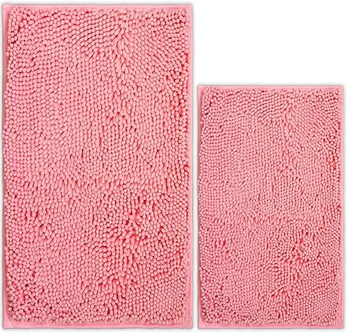 Miniatura 56 de Alfombras de baño de chenilla, juego de 2 piezas, superabsorbente, con fuerte respaldo antideslizante de PVC, alfombras de baño para el baño