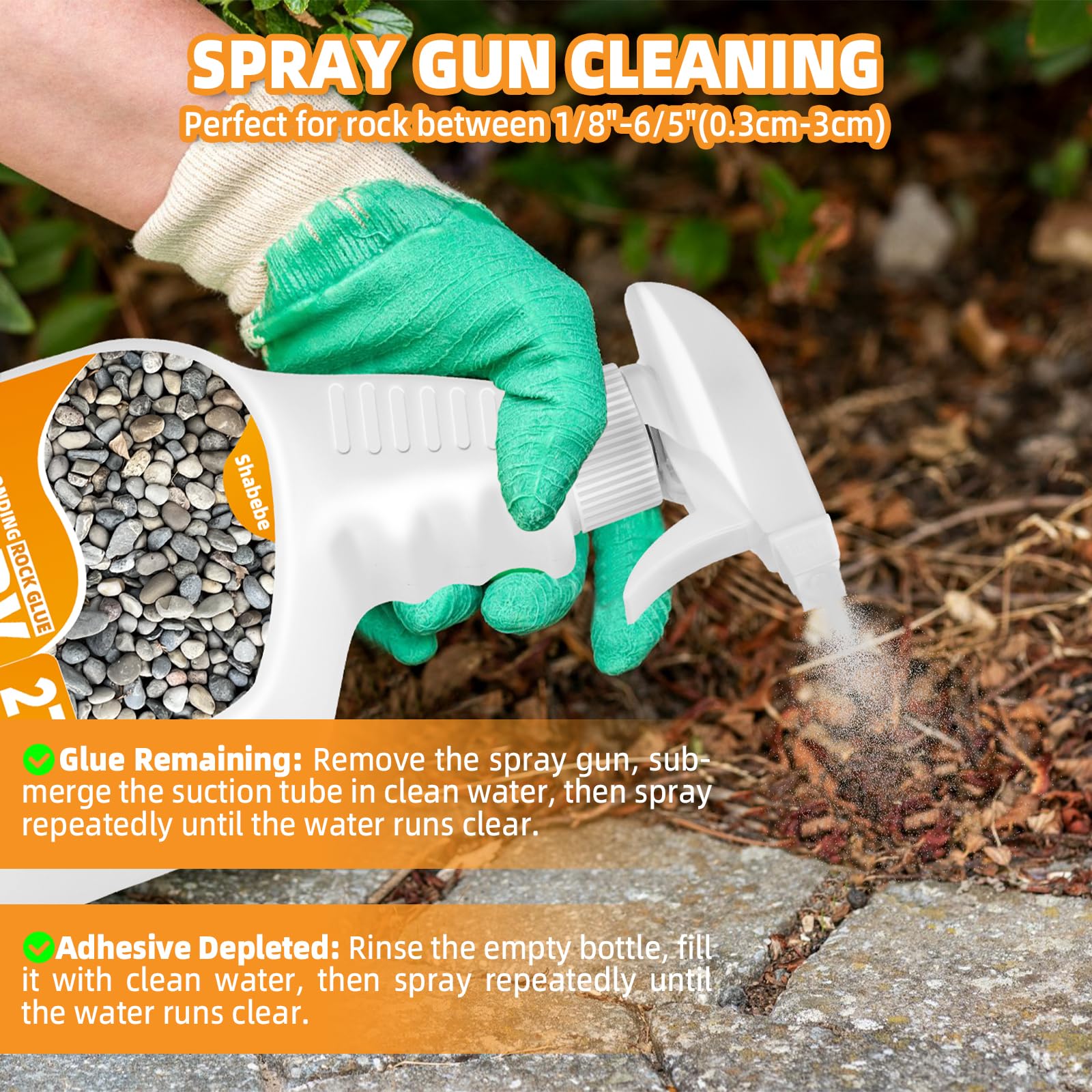 Shabebe Rock Glue for Landscaping with Sprayer 22oz, Ready-to-Use Mulch & Gravel Binder, Fast-Dry No Dilution, Weather-Resistant Spray Rock Glue for Garden Beds, Pea Gravel & Small Stone — view 6