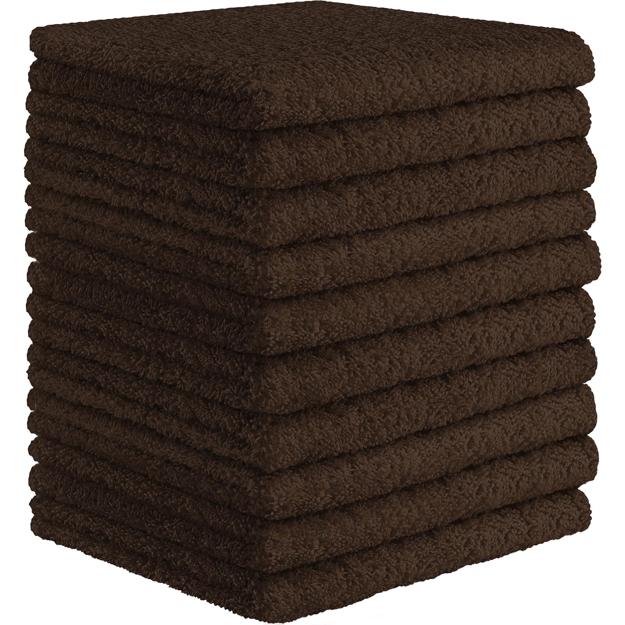 DecorRack Old 12x12 Inch Washcloths (10 Pack, Brown)