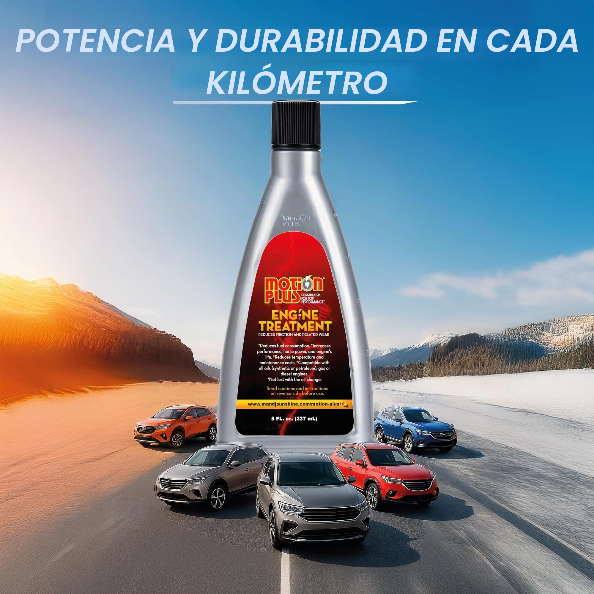 Tratamiento de motor Motion Plus/tratamiento de metal/superlubricante/resistente/antifricción/tratamiento de metales del motor/lubricante/EP/automoción/coches/8 onzas