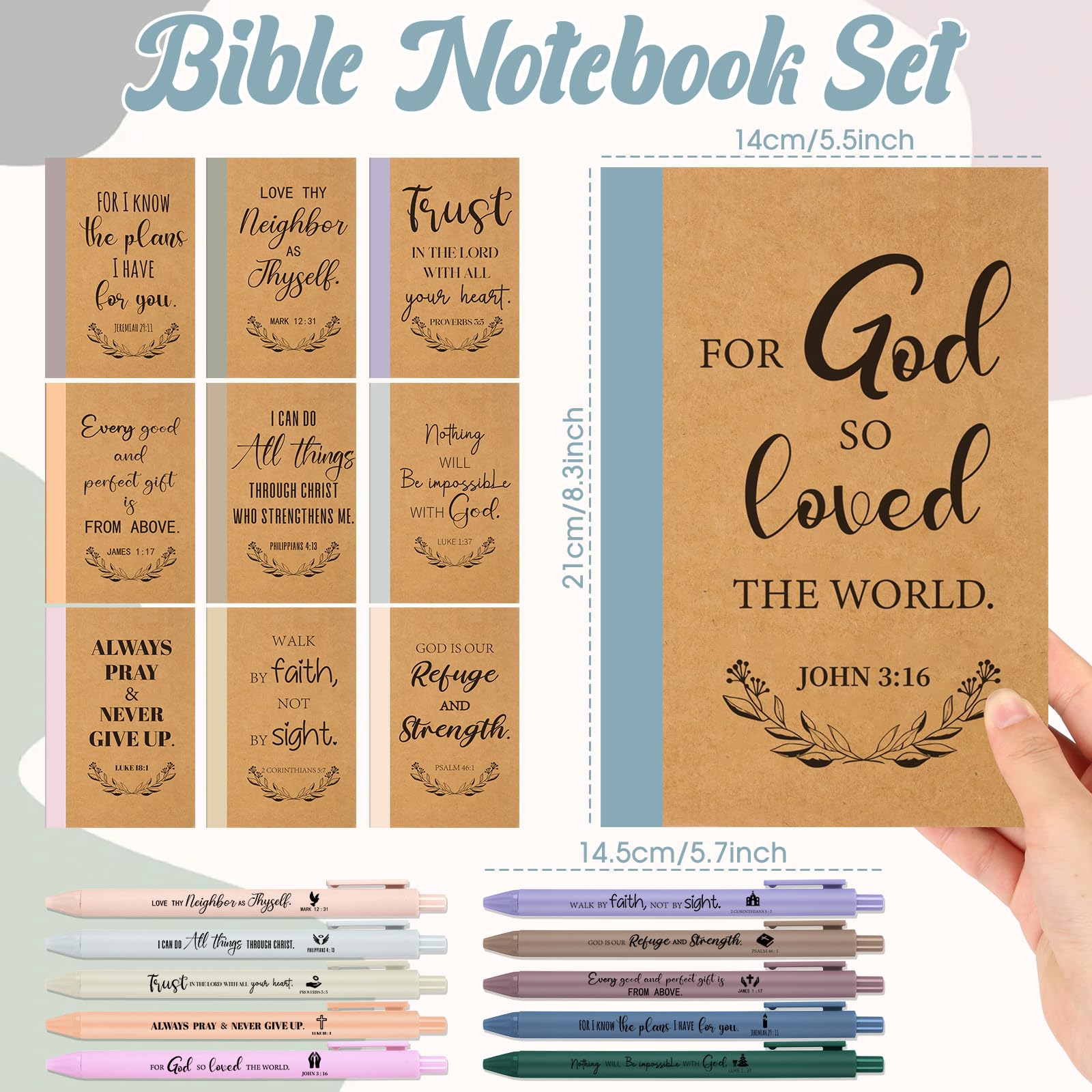 Resurhang 30 Sets christliches Oster-Notizbuch und Stift, Geschenk-Set, Großpackung A5, Komposition, Tagebuch, Bibelvers, Stift, religiös, liniert, Notizblock für Lehrer, Kirche, Krankenschwester