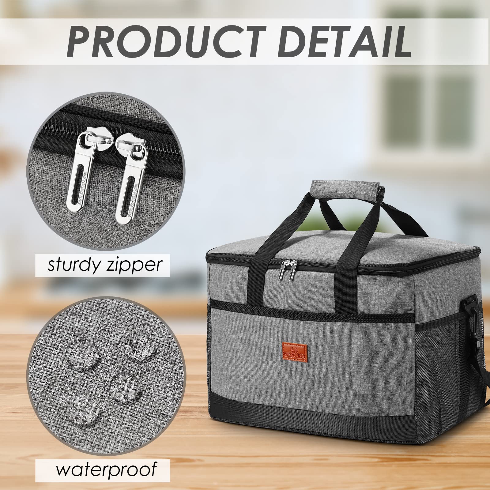 Borsa Frigo Grande 30L Pieghevole – Termica Per Picnic, Spiaggia E Campeggio Con Fondo Rigido E Cerniere Robuste