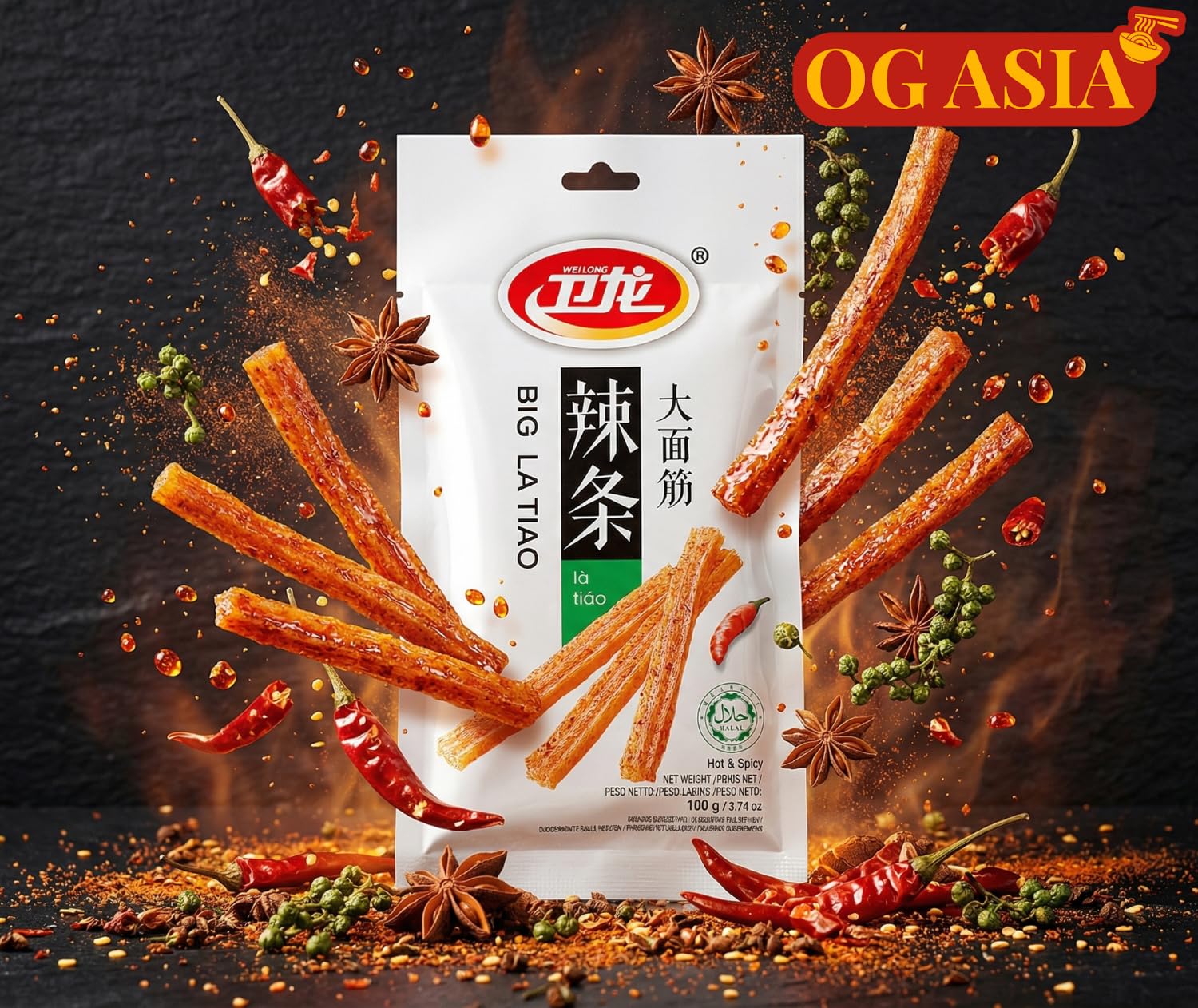 Latiao Big - Scharfer Weizen Snack - Authentisch Chinesisch - OG ASIA - 106g