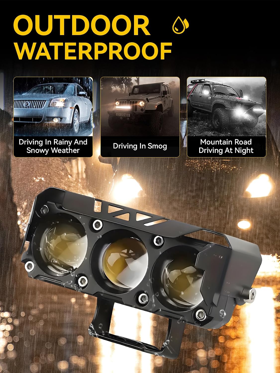 Motorcycle Driving Lights Yellow White Dual Color 8-85V 40W LED Fog Lights Waterproof Spotlight Auxiliary Lights for Motorcycle ATV UTV SUV Truck Boat Tractor Universal 2 Pack