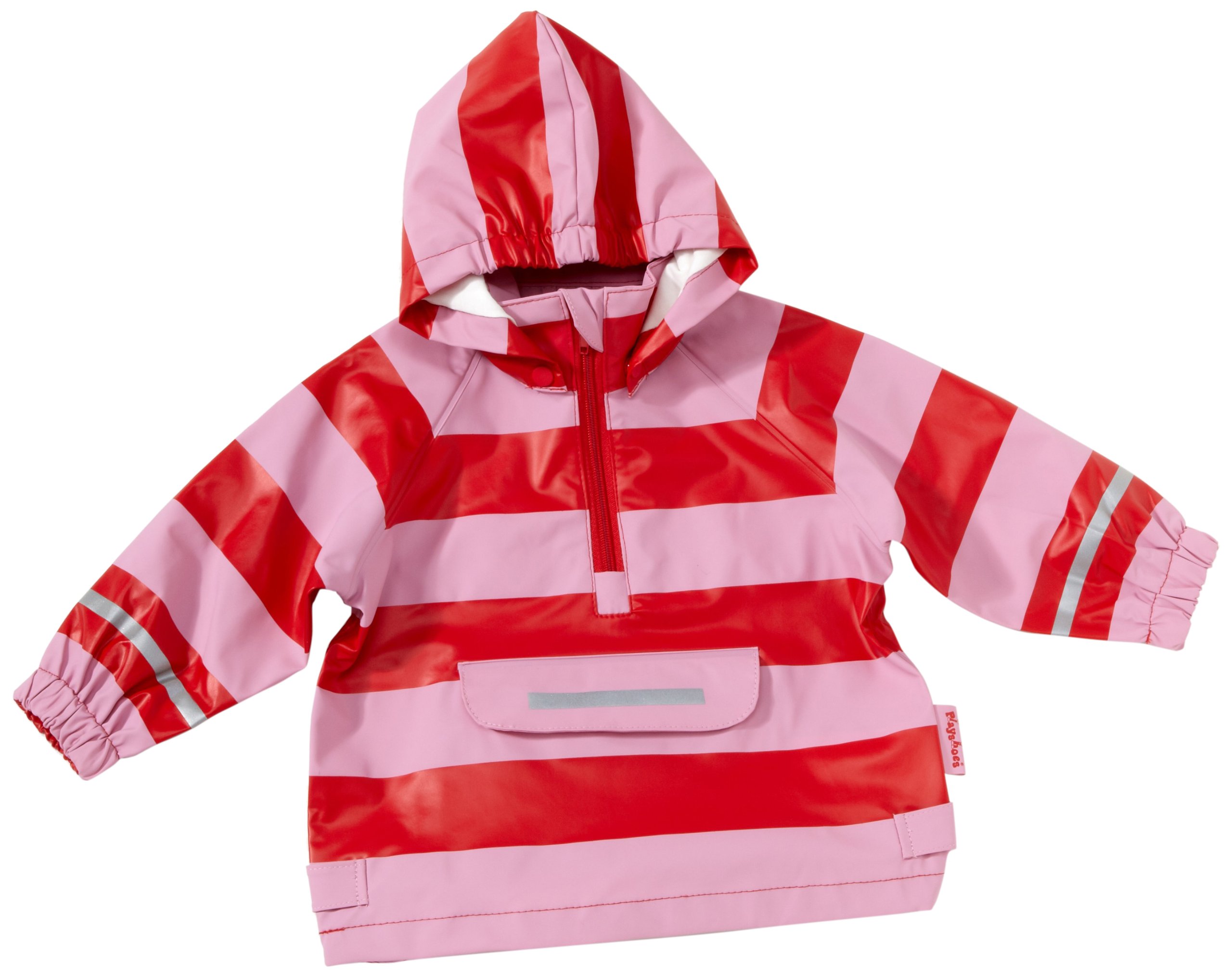 Playshoes Boys Red (Red/Rose) Stripes Rain Coat, 98 Cm