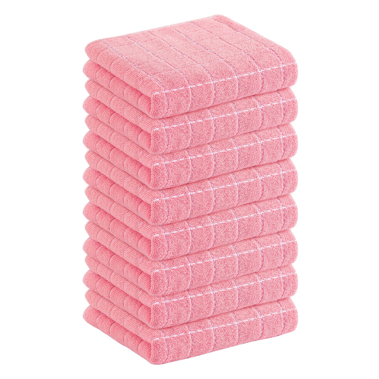 Homaxy 100% Cotton Terry Kitchen Towels, 8 Pack, Pink | Ultra Soft and Absorbent Dish Towels for Kitchen, Suitable for Drying and Washing Dishes