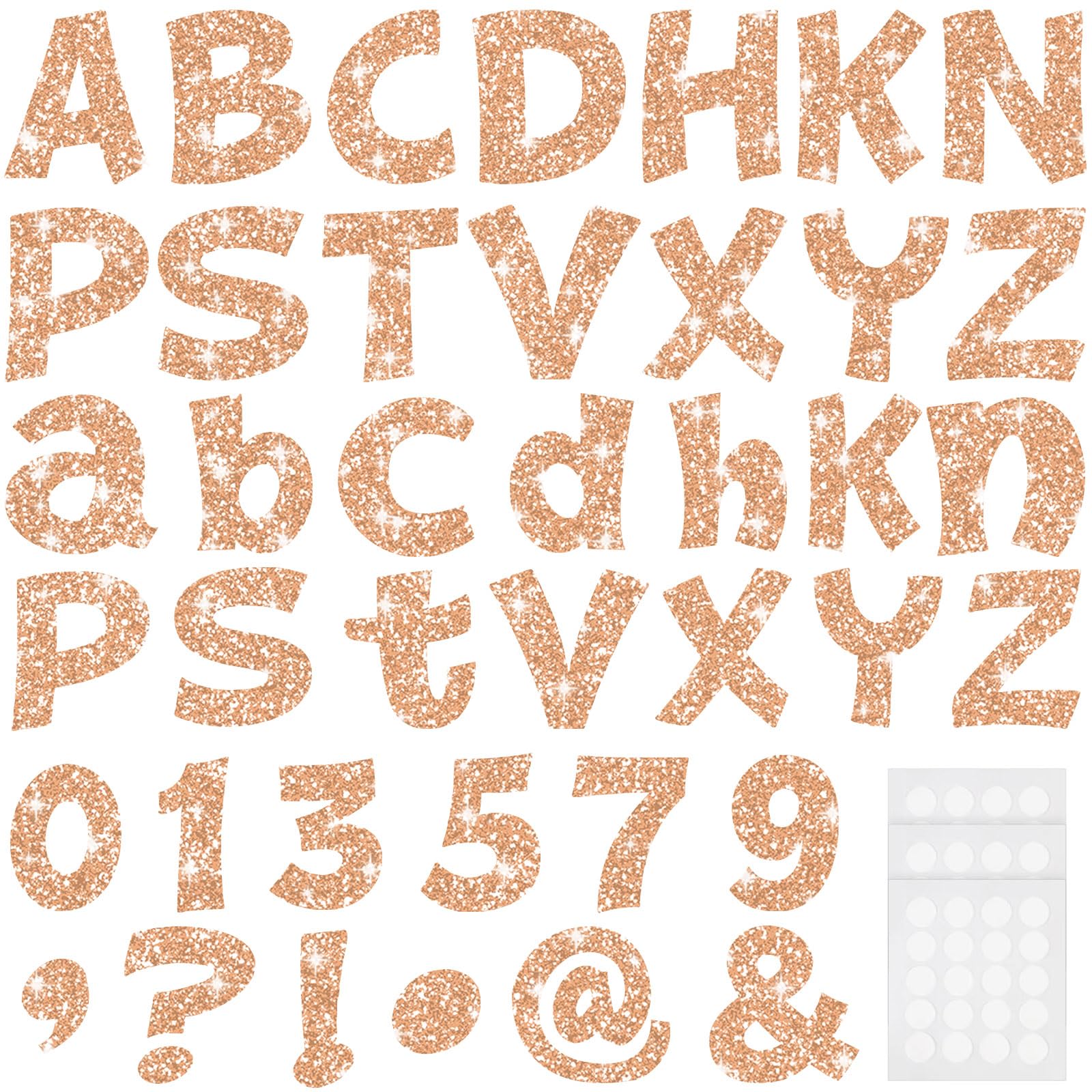 Colarr 216 Pcs 4 Inch Glitter Bulletin Board Letters, Champagne Wall Decor