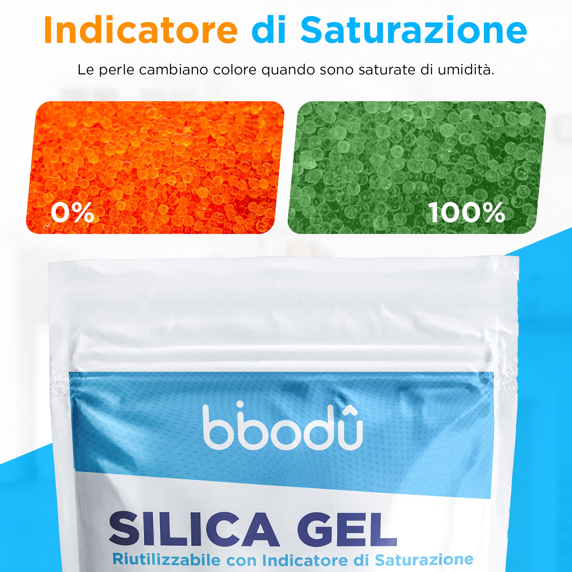 AYESY Silica Gel rigenerabile essiccante arancione,20 gram