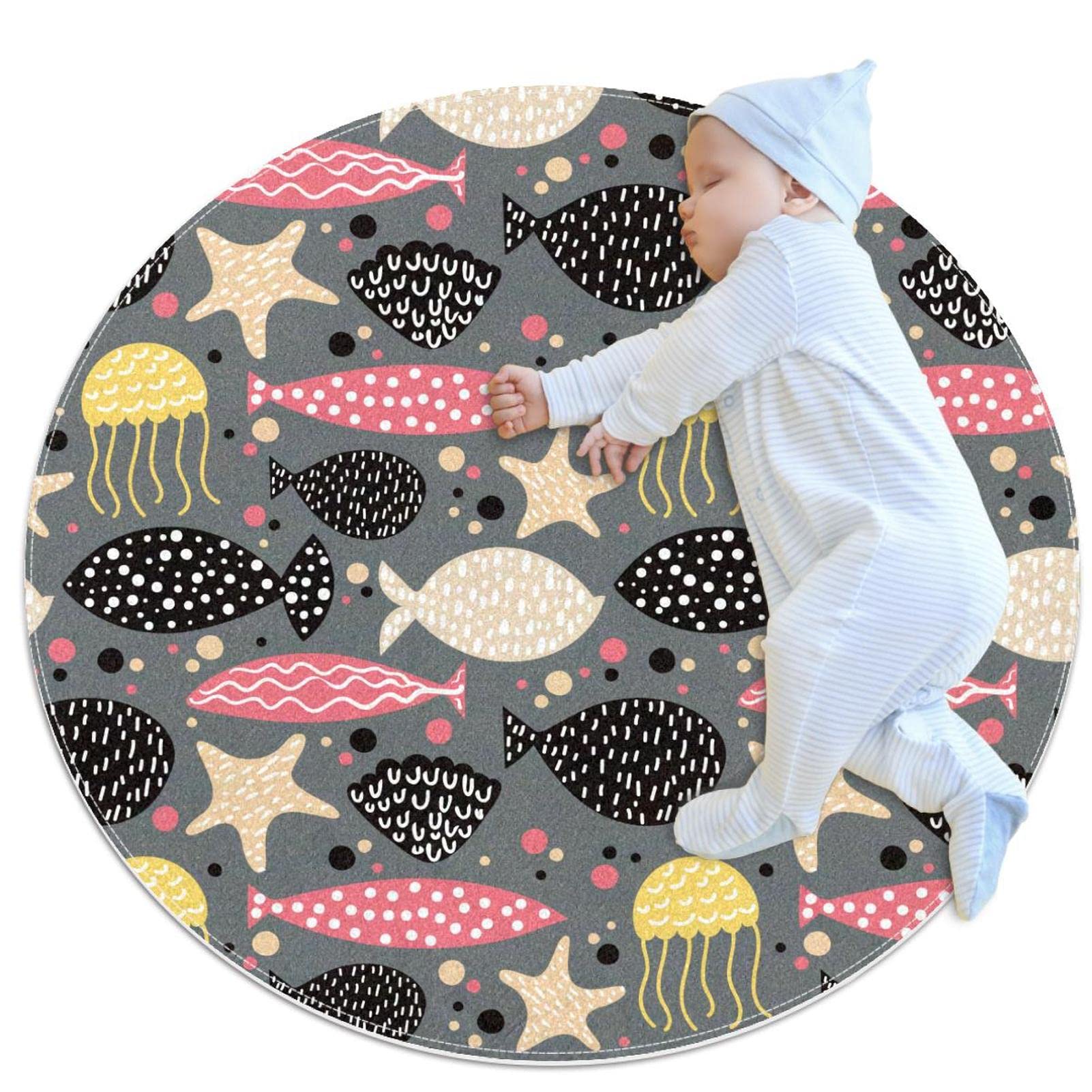 Tapis de bain poisson et méduse pour chambre enfant et salle de eau