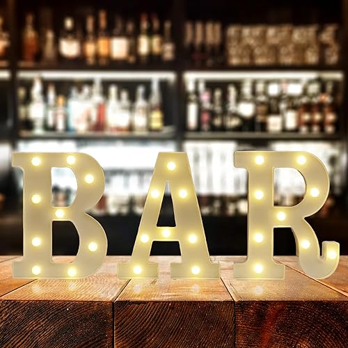 Miniatura 5 de Letrero de barra iluminado, letras LED de marquesina, funciona con pilas, para decoración de pub, hogar, bar, fiesta