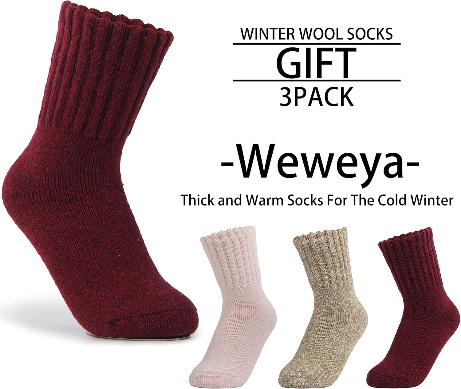 Weweya Boot Socks for Women - Thick Winter Knit Warm Socks - Gifts for Women - Image 3