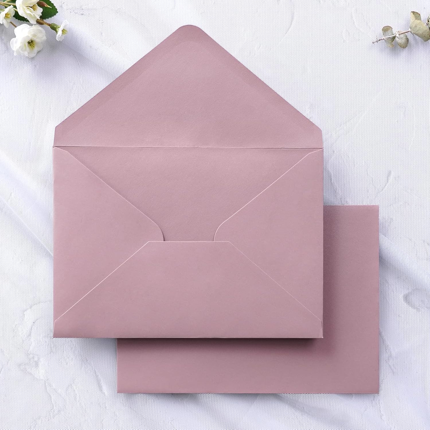 PONATIA 50 PCS/Pack A7 Envelopes, 5.25 x 7.48'' Matte Dusty Rose