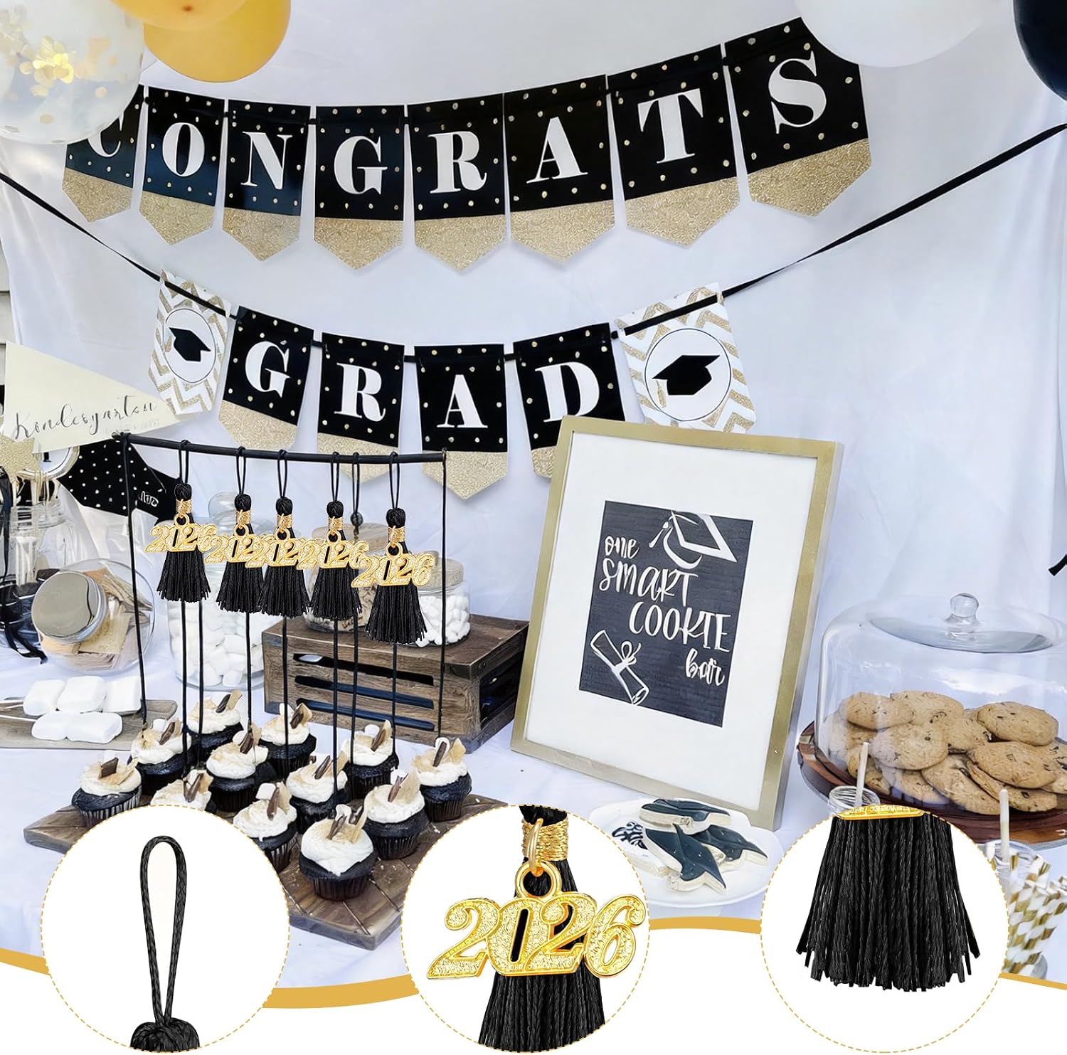 60 Pcs 2026 Mini Tassels for Craft 2.4inch Graduation Tassels Party Favors Mini Bookmark for Graduation Decor, Chocolates Decor, Keychain Making