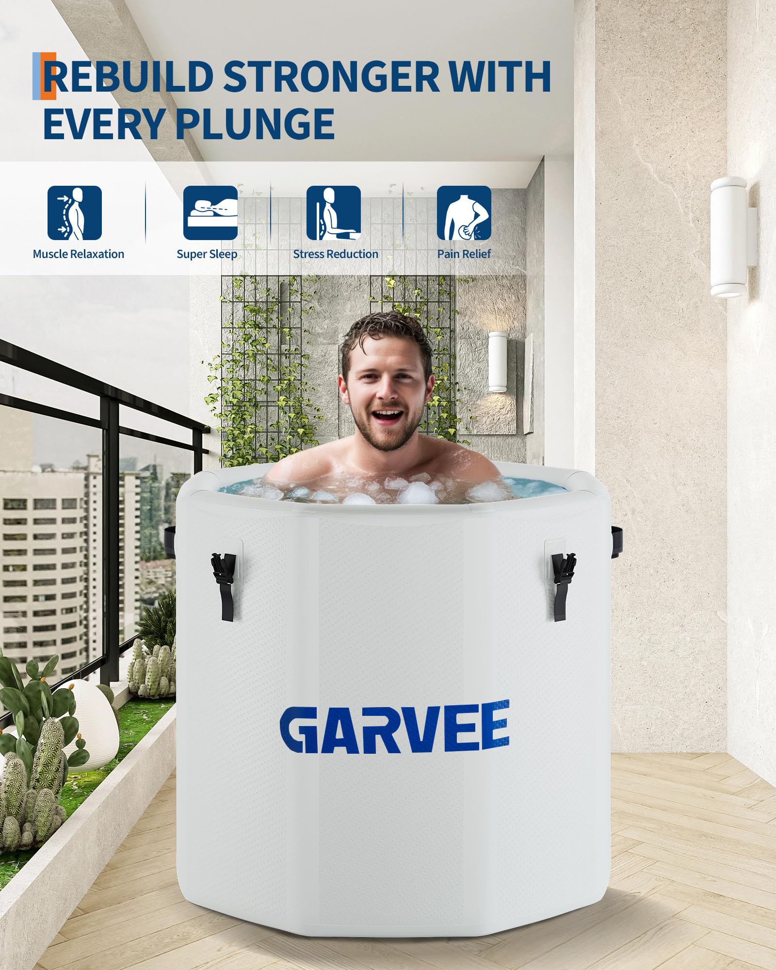 700L Großvolumige Eisbaden Tonne, Badewanne Mit Separatem Einlauf Und Auslauf, Outdoor-Eisbadwanne Mit Deckel, Zur Muskelregeneration, Für Drinnen Und Draußen