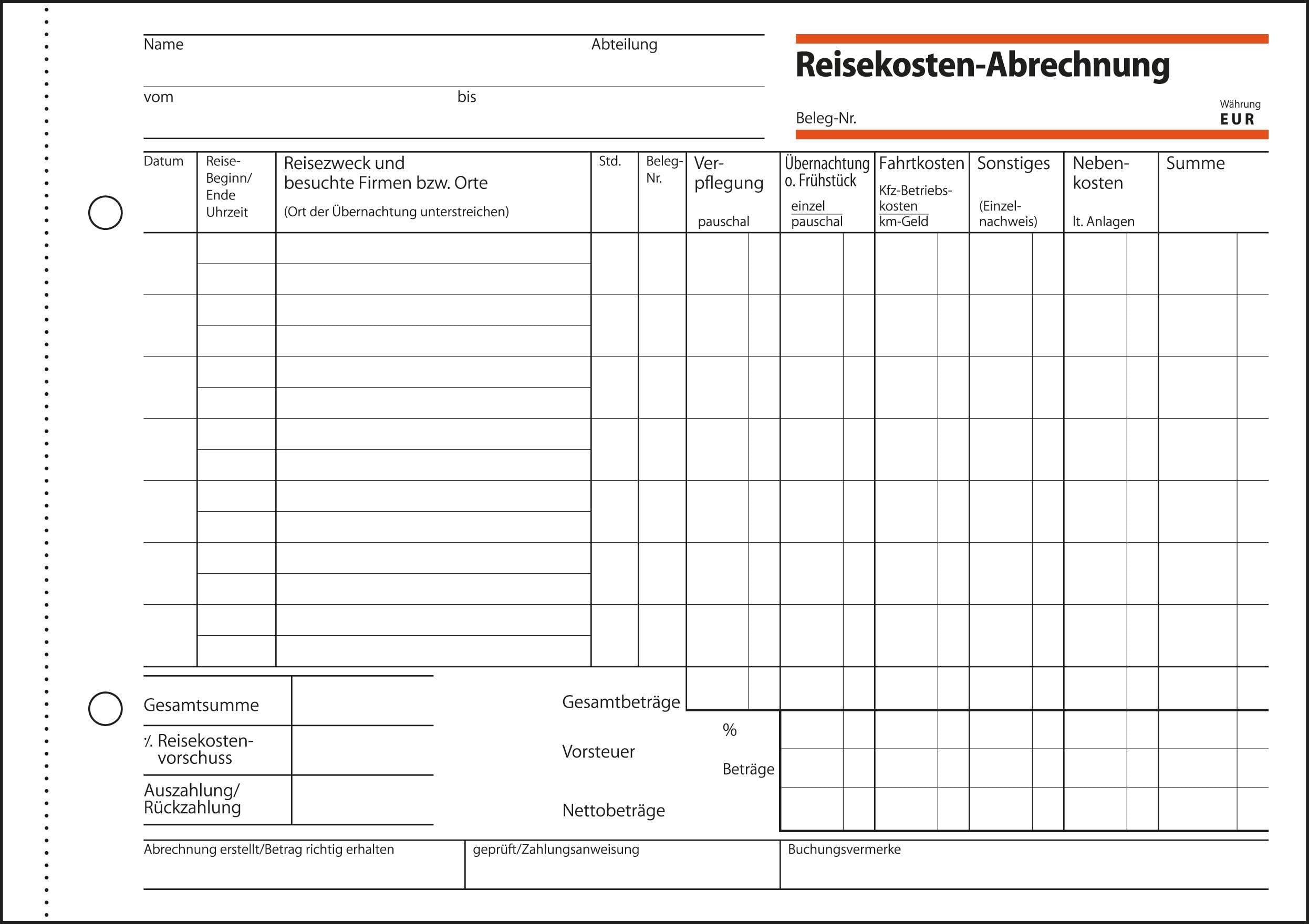 SIGEL RA517/5 Reisekostenabrechnung wöchentlich, A5 quer, 5er Pack, 50 Blatt