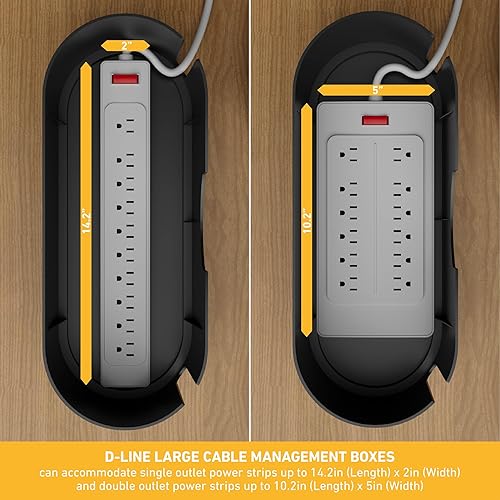 Miniatura 3 de Caja de Gestión de Cables D-Line, Soporte para Tira de Enchufes, Ocultadores de Enchufes de Piso, Organizador de Cables de Escritorio, Cubierta para