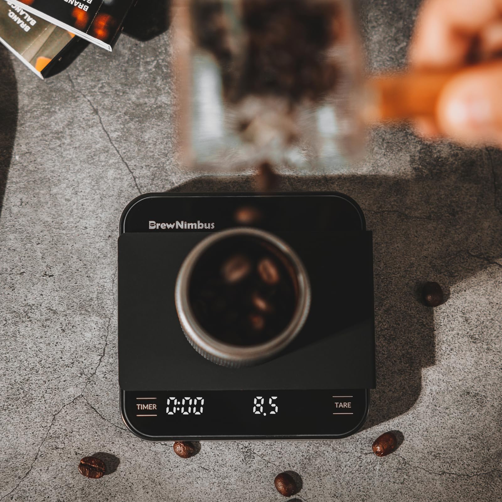 Kaffeewaage mit Timer, wiederaufladbare Espressowaage, 2 kg/0,1 g, präzise digitale Kaffeewaage für Espresso & Übergießen, 4 Modi (manuell, Auto, Verhältnis, Wasserfluss), gehärtetes Glas