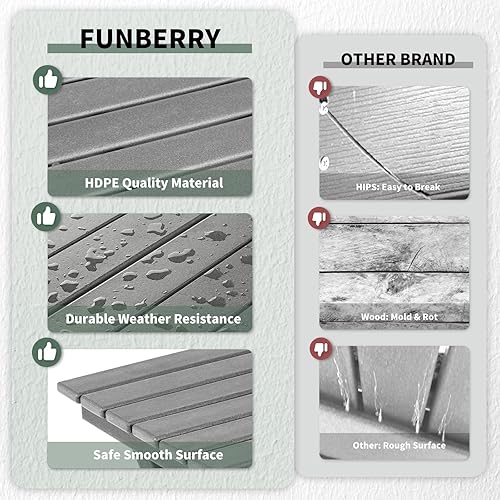 Miniatura 7 de FUNBERRY Mesa auxiliar plegable al aire libre de Adirondack, portátil ninguna tabla auxiliar HDPE del patio de la asamblea todo el clima