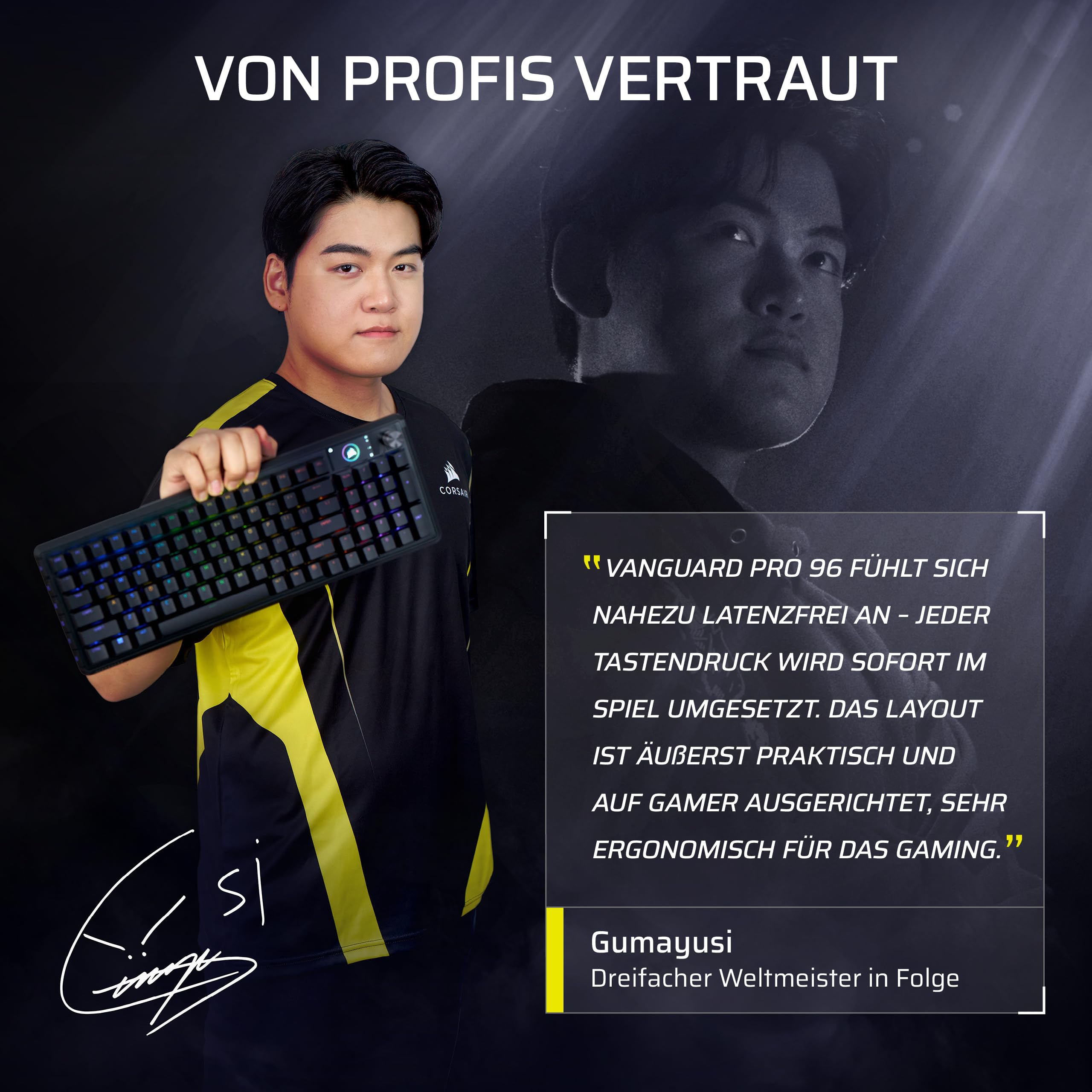Corsair Vanguard PRO 96 Kabelgebundene Gaming-Tastatur Schwarz QWERTZ DE Hall-Effekt 96% MGX Hyperdrive Schalter 8000Hz Rapid Trigger Virtual Stream Deck SOCD Flashtap