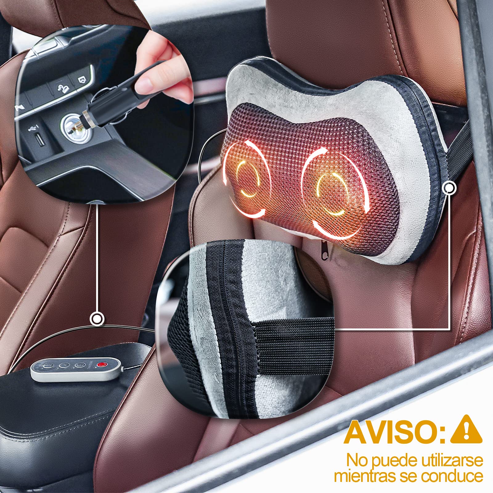 TAKRINK Cojín Masaje Shiatsu con 8 Nudos y 3 Niveles de Velocidad Masajeador de Cuello Espalda y Hombros con Función de Calor y Control Remoto