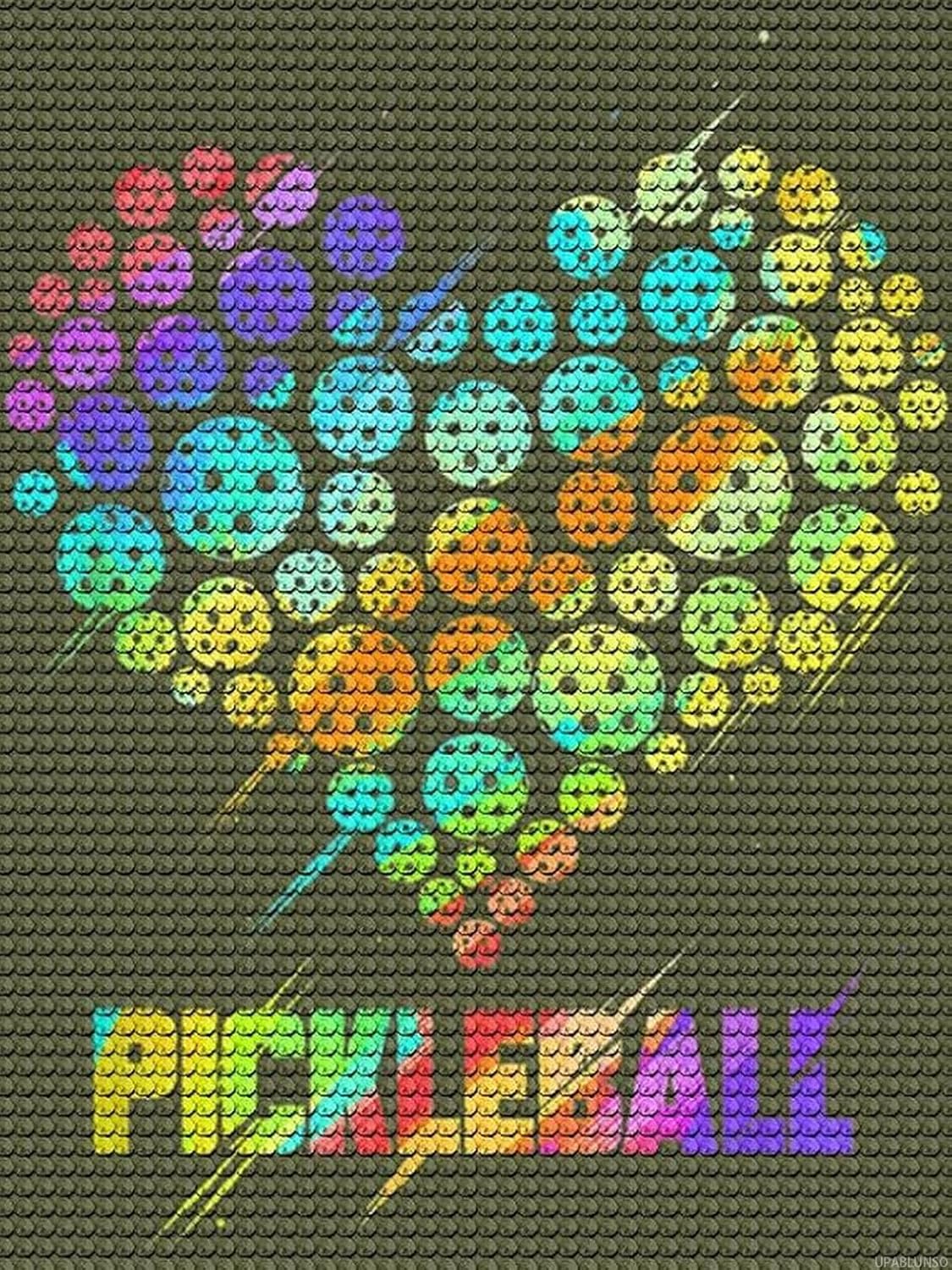 UPABLUNSO Diamond Painting Art Kits Colorful Heart Pickleball Lovers for Adults, DIY 5D Round Full Drill Diamond Painting for Beginners, Wall Home Decor Gifts 12x16 inch